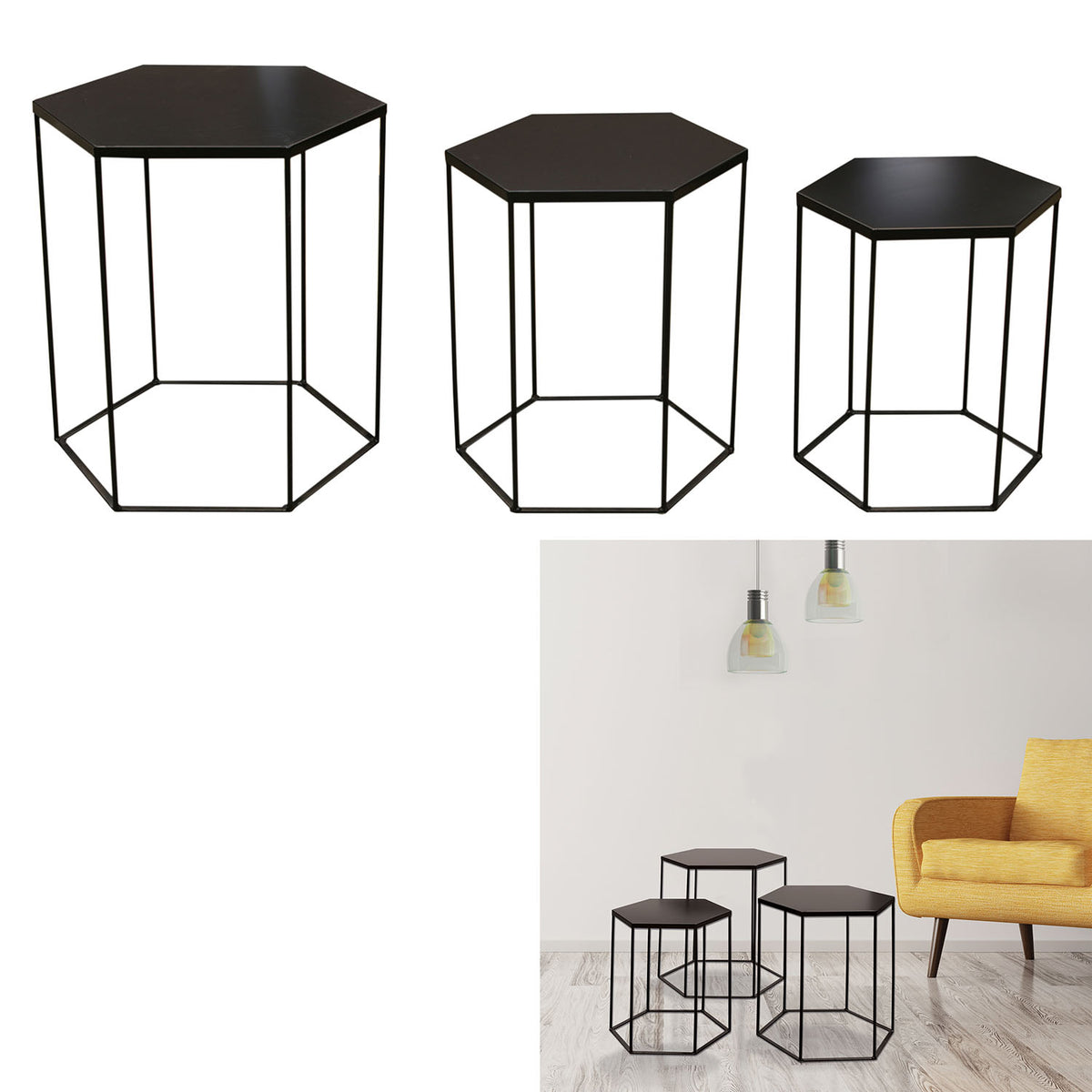 Table Metal Hexagone X3 Alveola