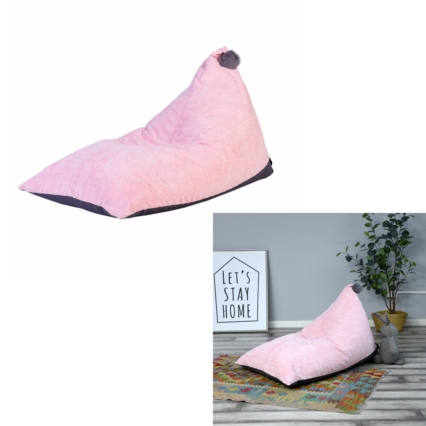 Pouf Velours Cotele Rose Malo