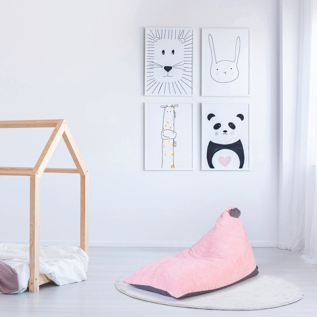 Pouf Velours Cotele Rose Malo