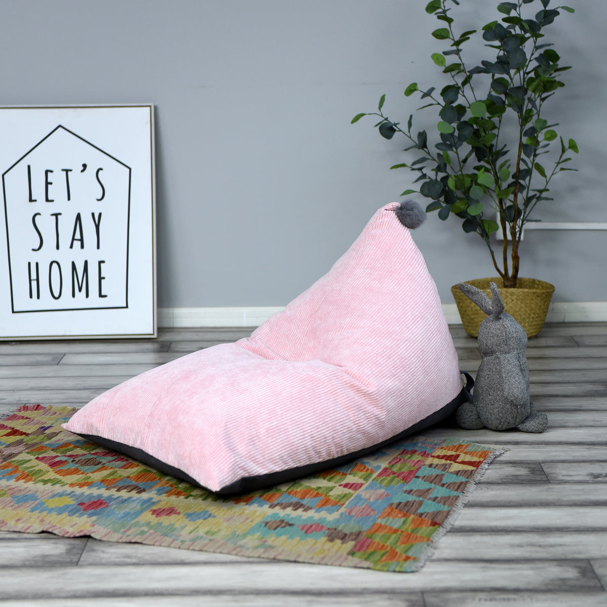 Pouf Velours Cotele Rose Malo