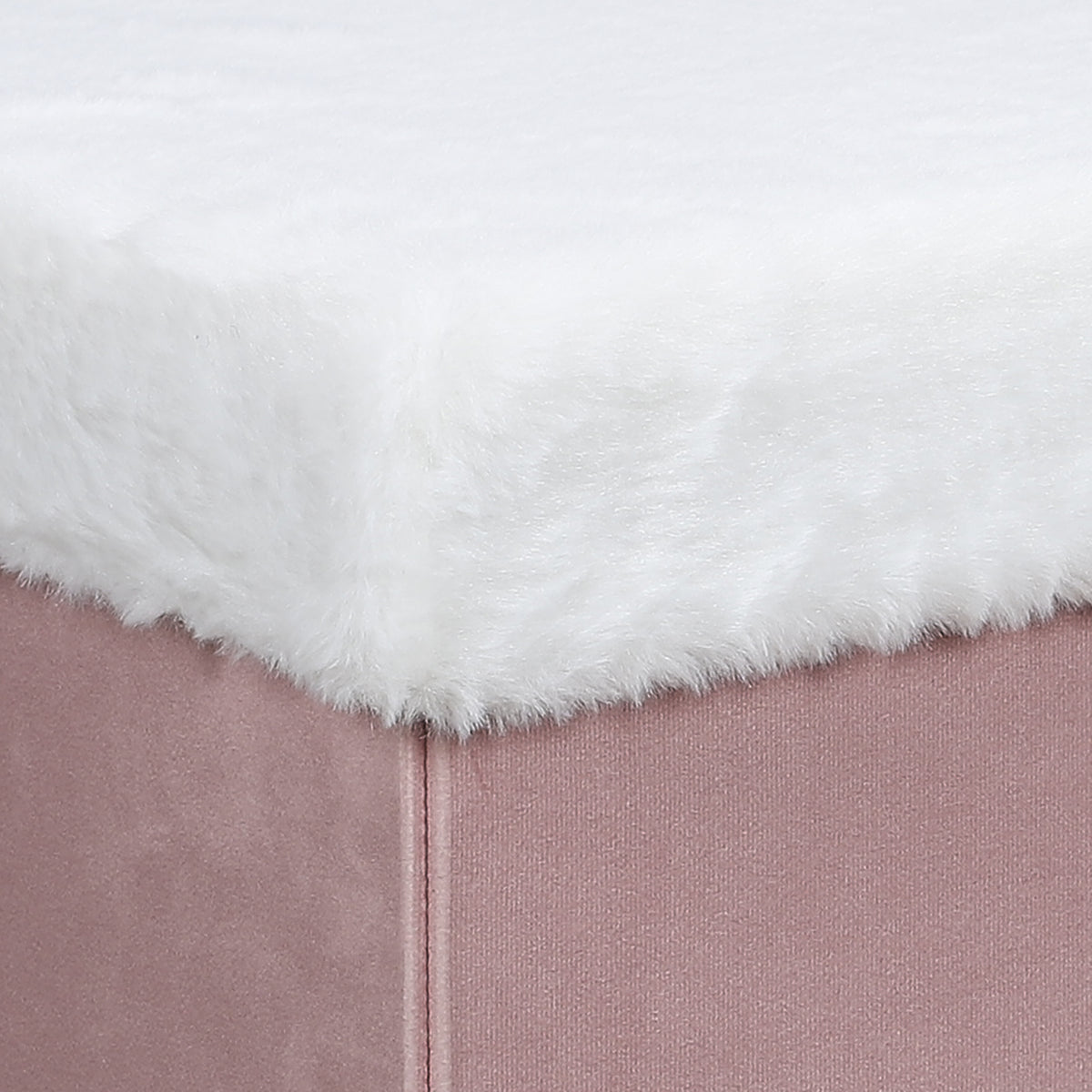 Coffre Banc Pliable Rose Imitation Fourrure Leo