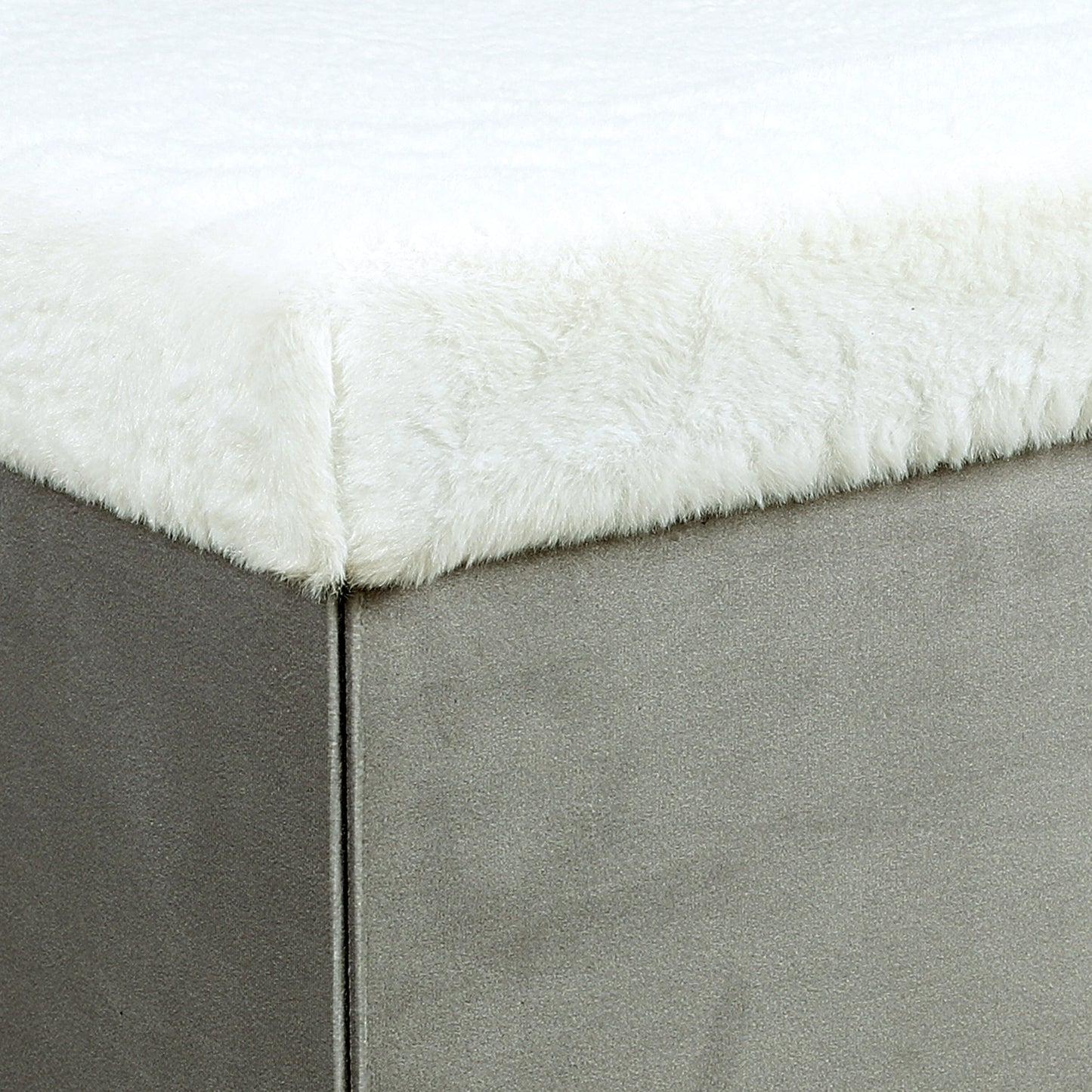 Coffre Banc Pliable Gris Imitation Fourrure Leo