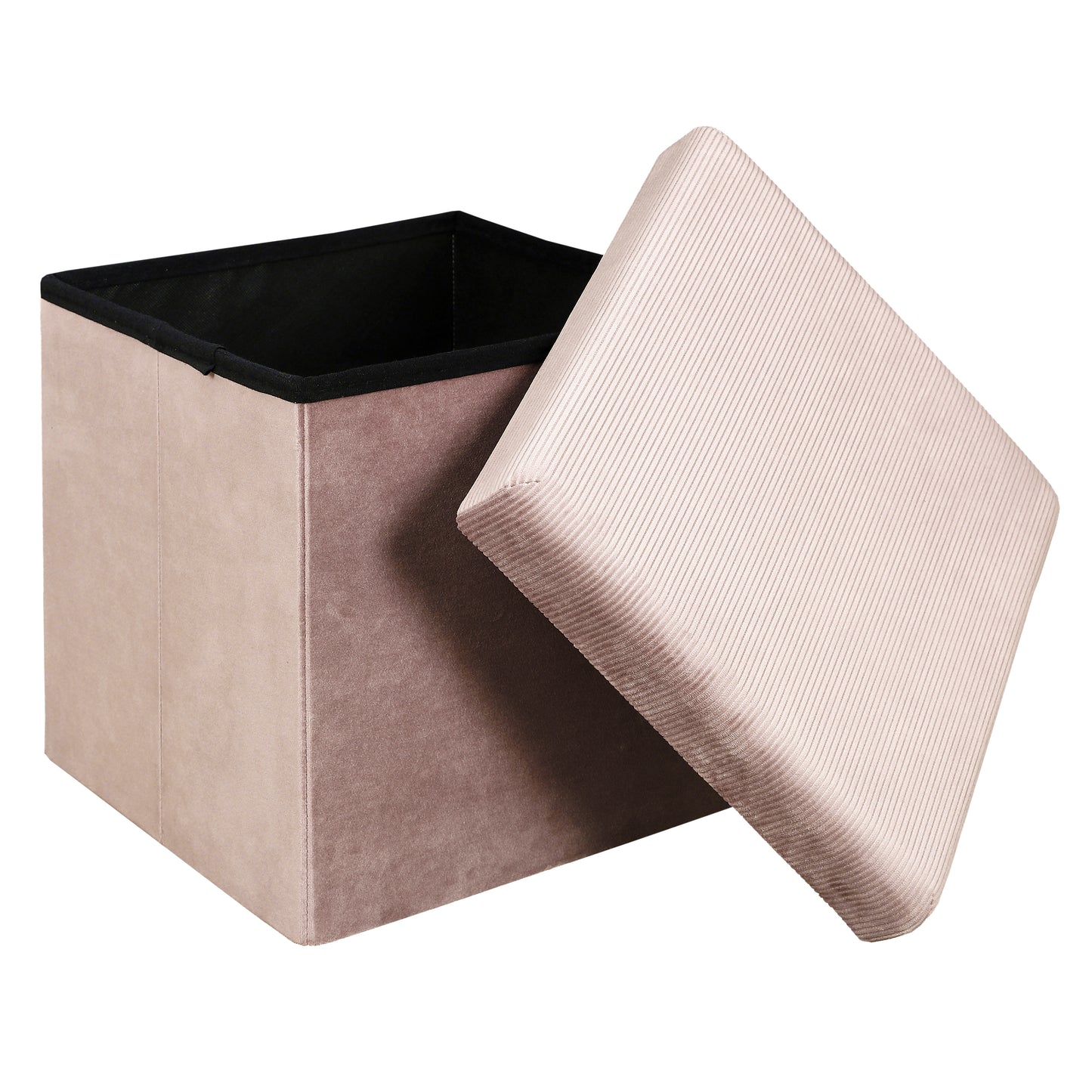 Coffre Pouf Pliable Velours Cotele Giulia Rose