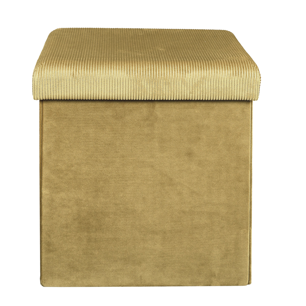 Coffre Pouf Pliable Velours Cotele Giulia Jaune