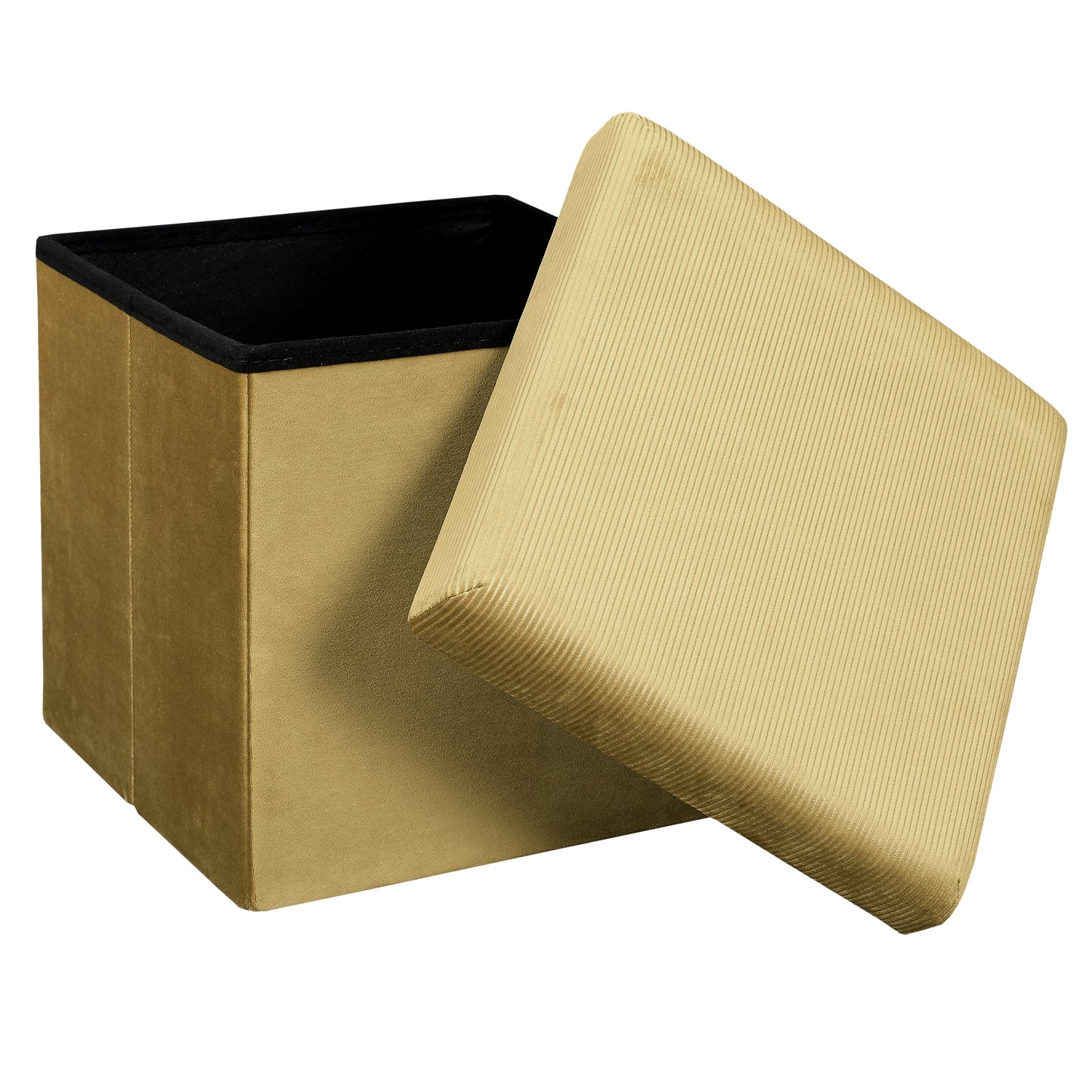 Coffre Pouf Pliable Velours Cotele Giulia Jaune
