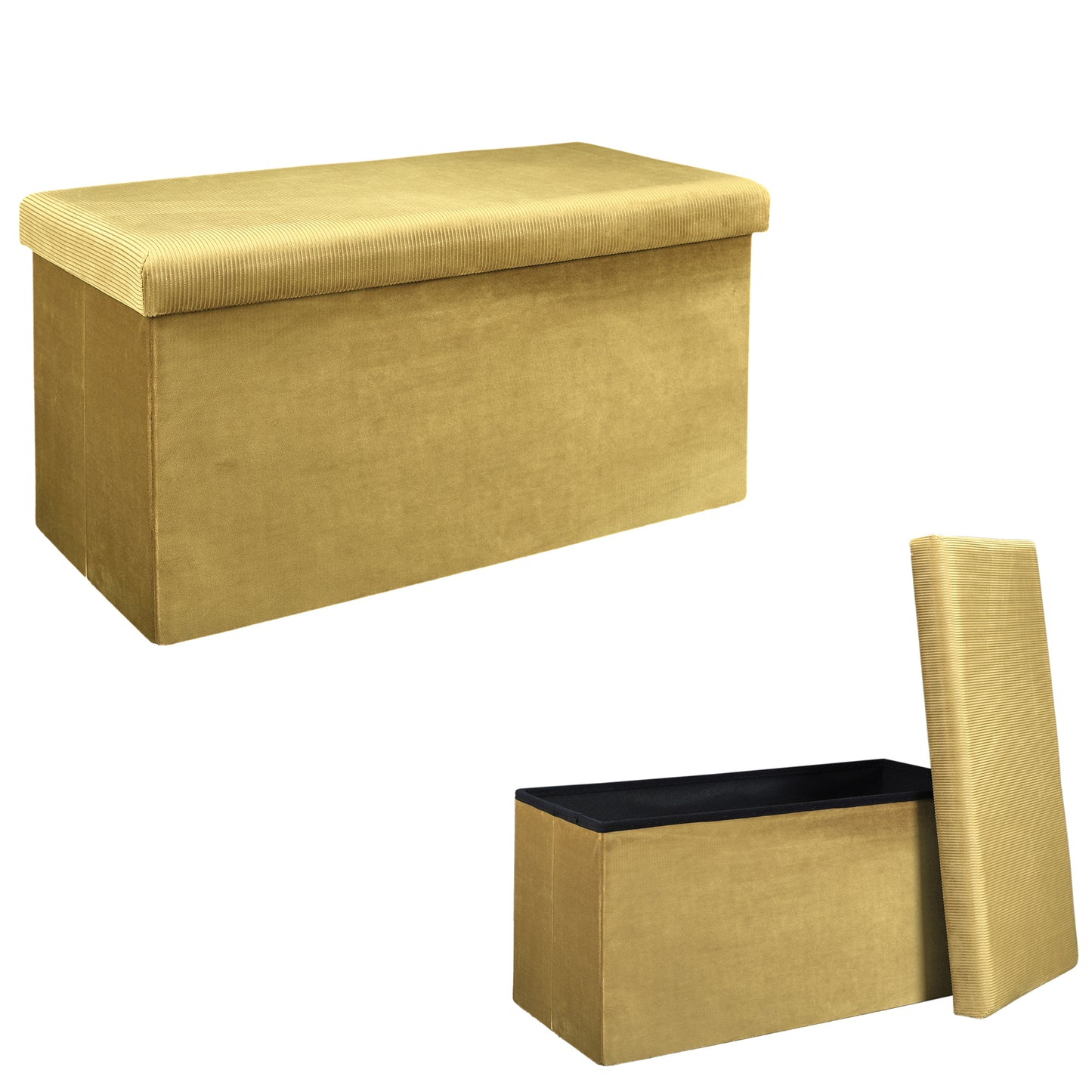 Coffre Banc Pliable Velours Cotele Giulia Jaune