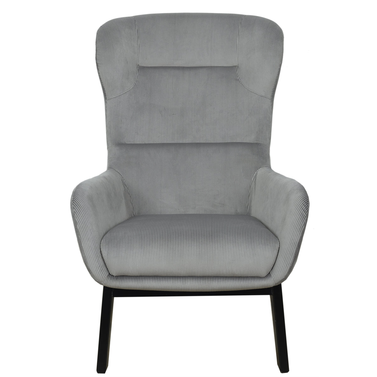 Fauteuil Velours Cotele Roma Gris Fonce