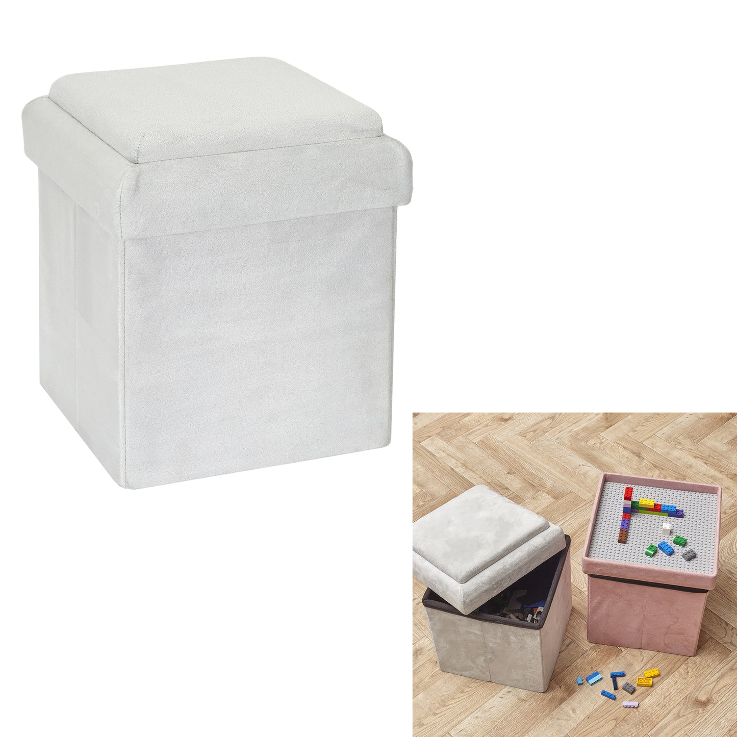Coffre Pouf Pliable Compatible Brique Gris