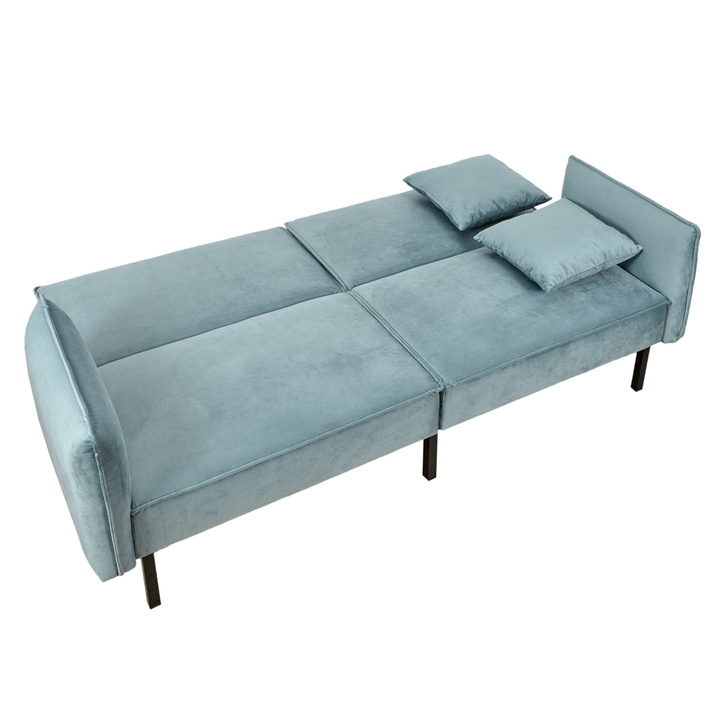 Canape Convertible Velours Vert De Gris