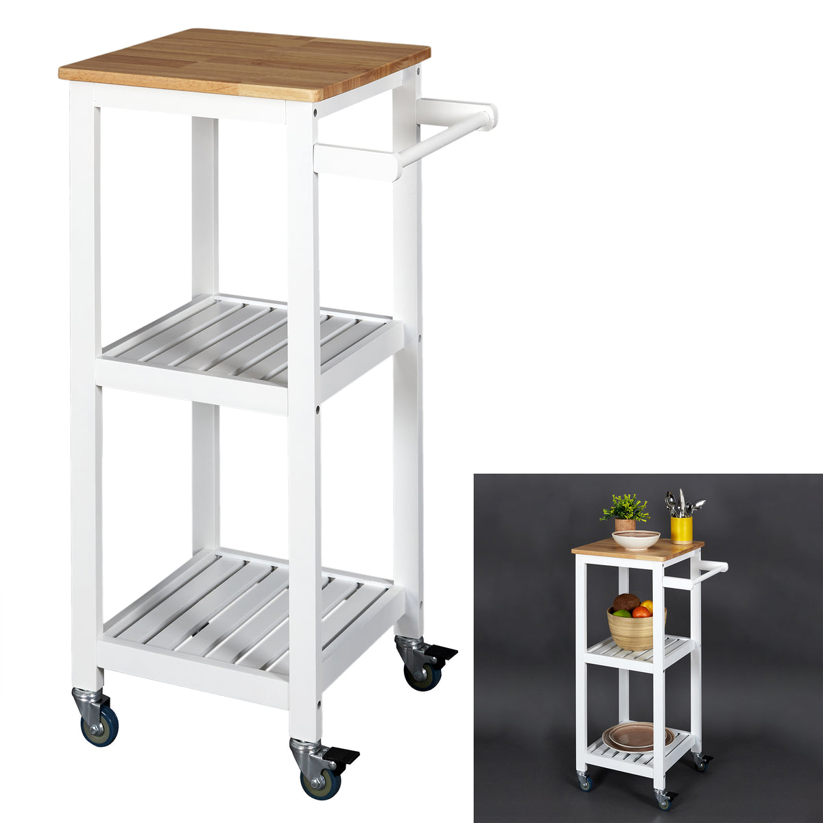 Desserte A Roulettes 37X45X84.5Cm Blanc