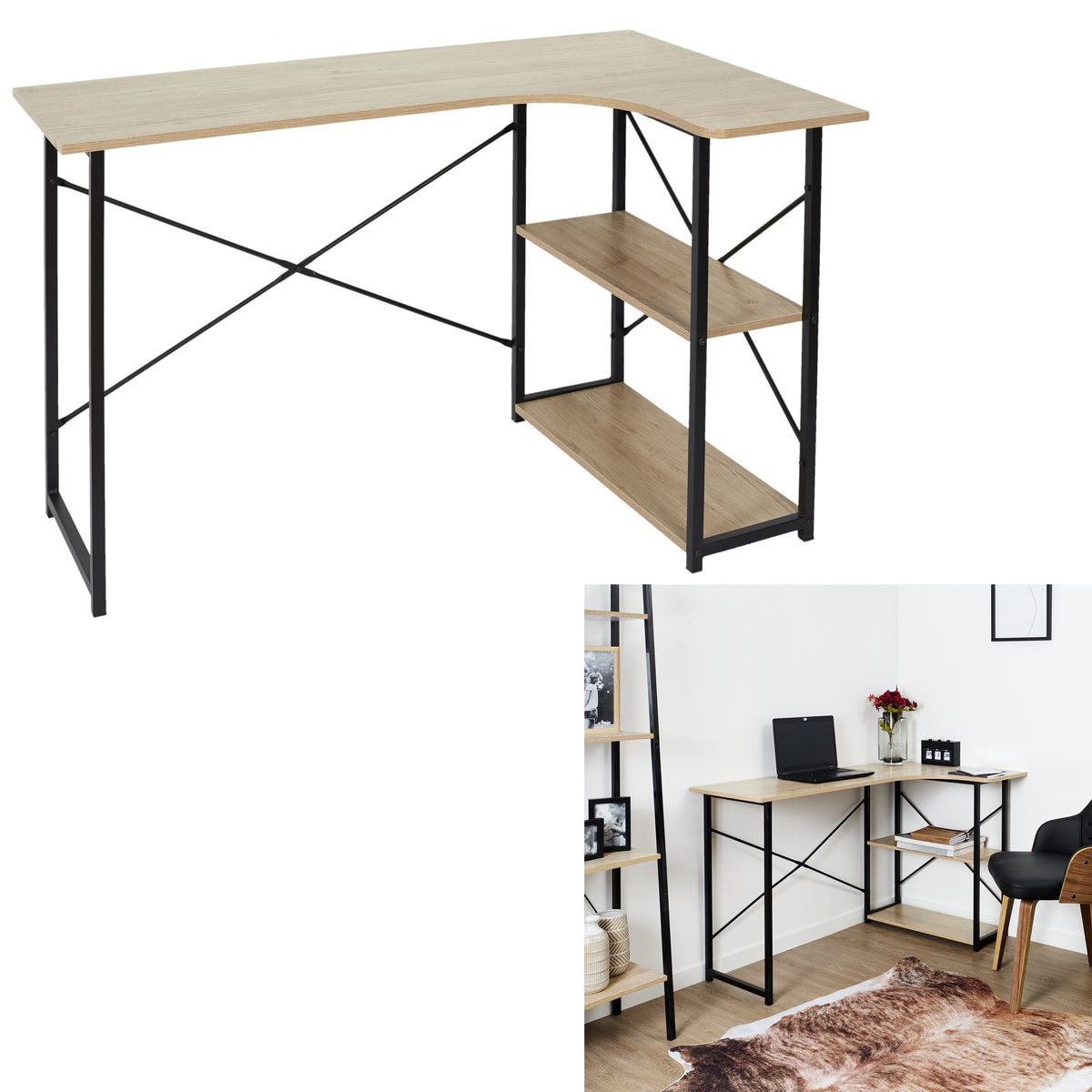 Bureau D Angle Job Noir