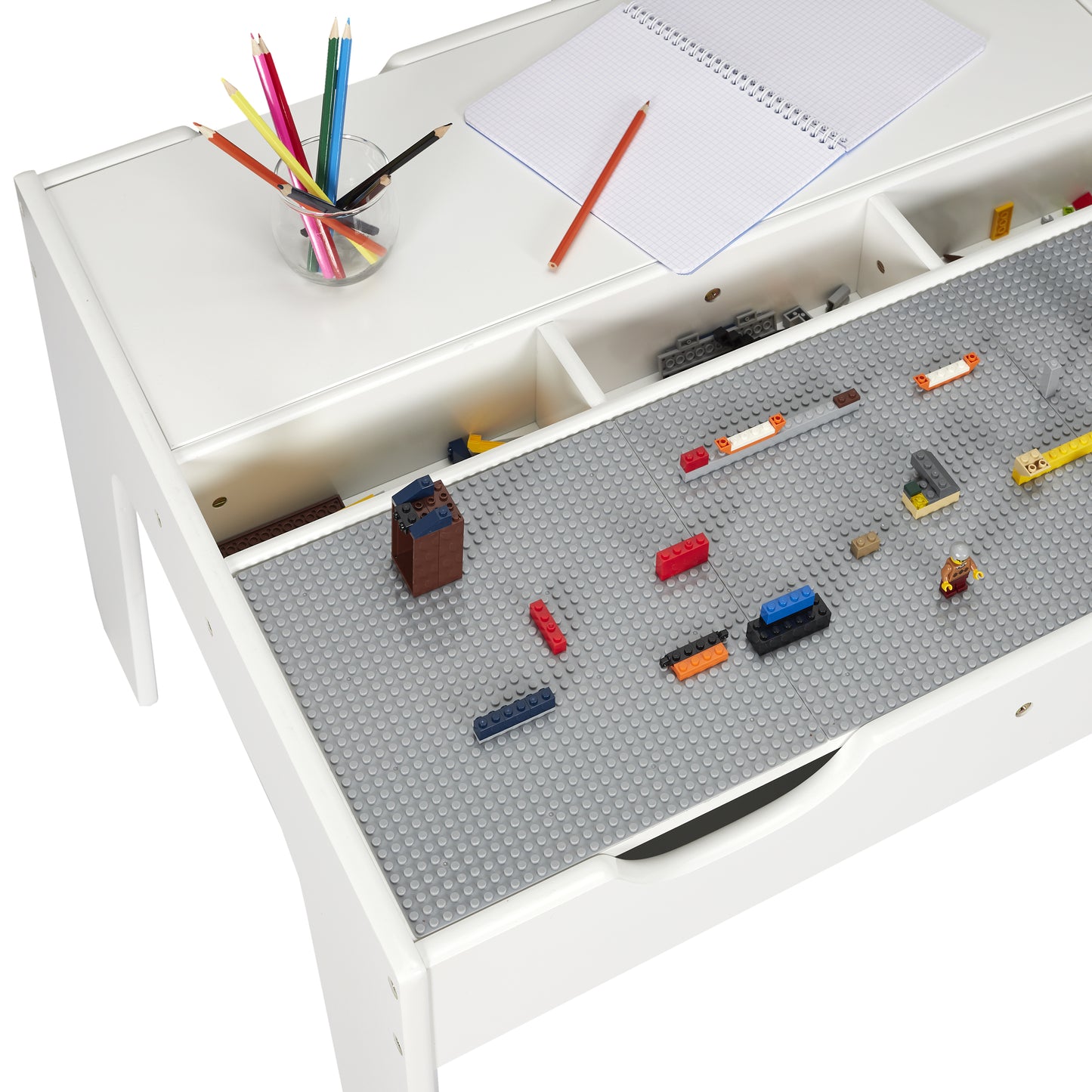 Table Duo Avec Rangements Compatible Brique