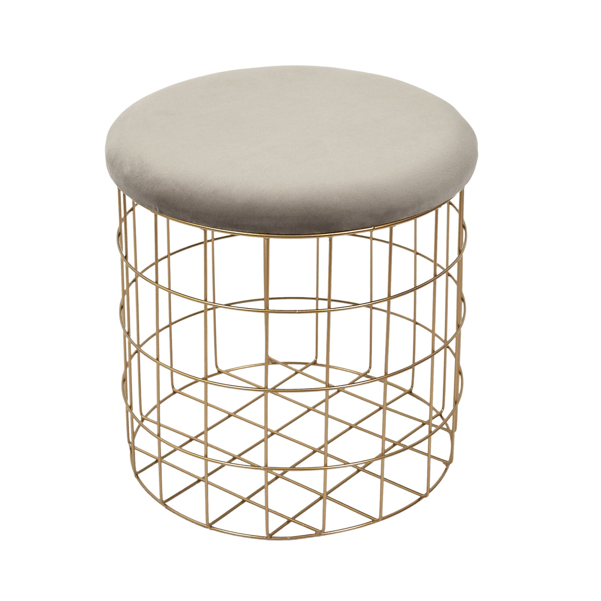 Pouf Gigogne Velours Taupe X2