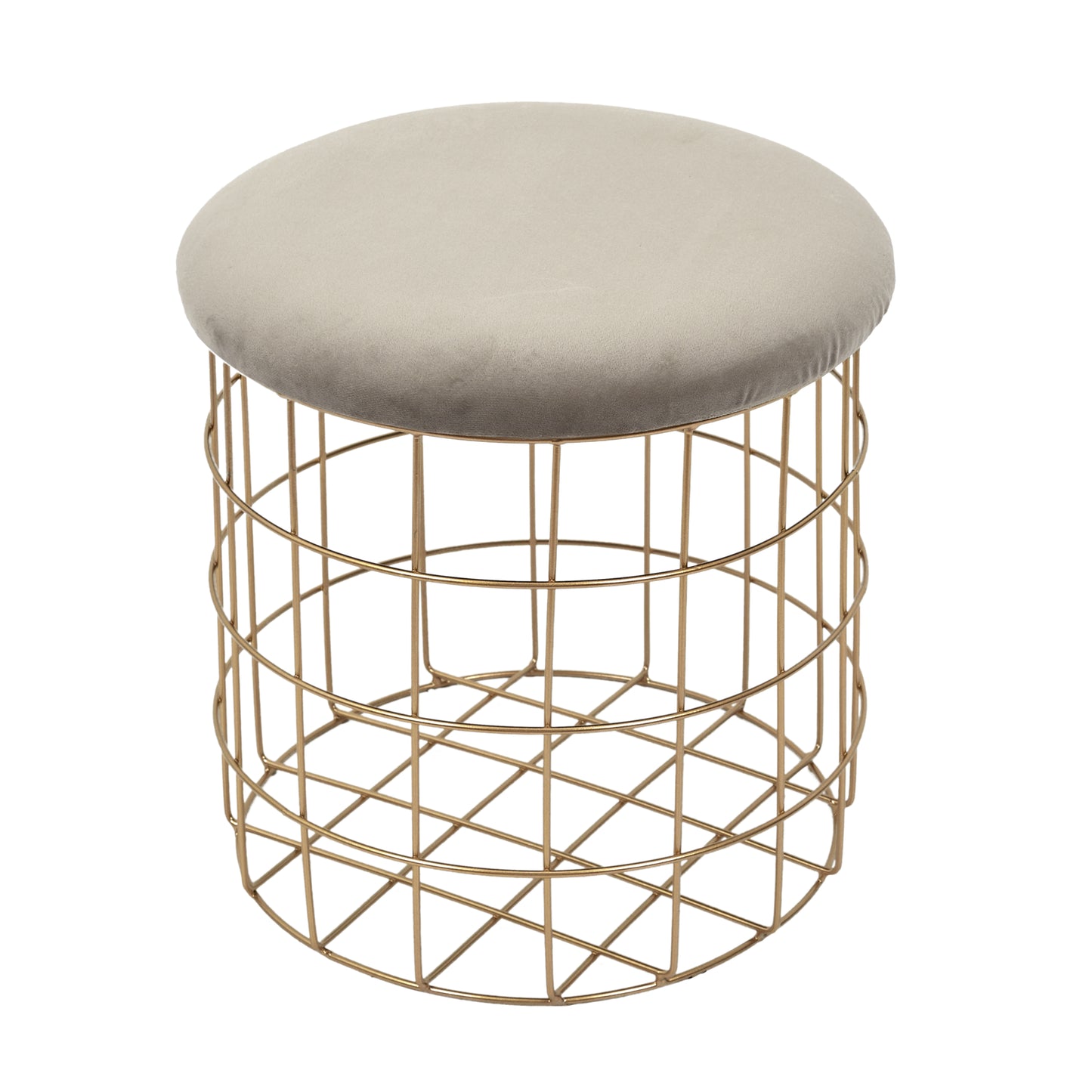 Pouf Gigogne Velours Taupe X2