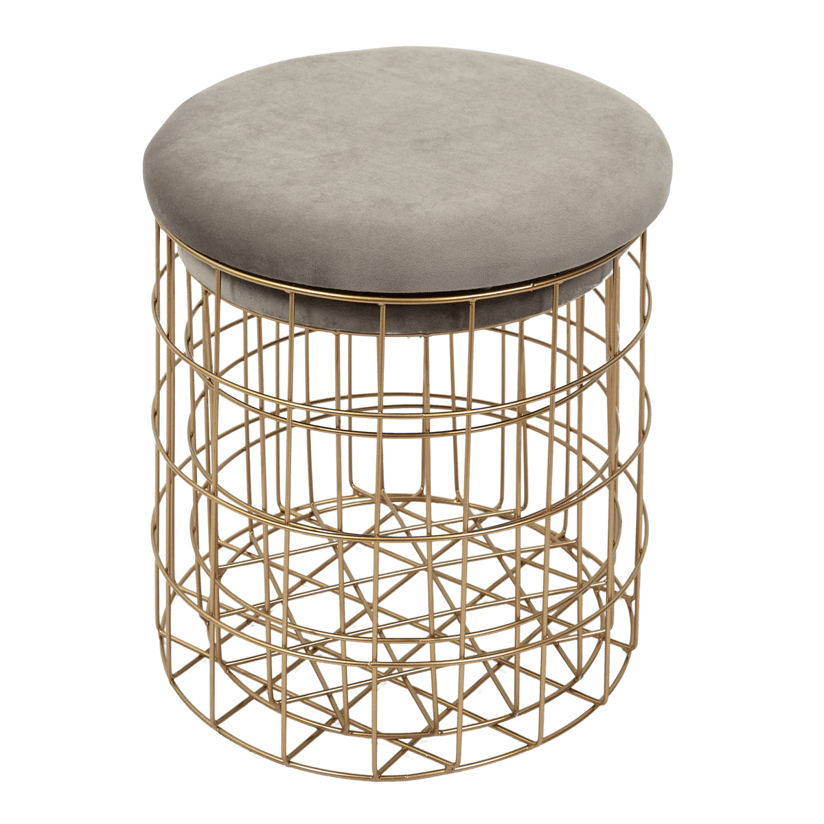 Pouf Gigogne Velours Taupe X2