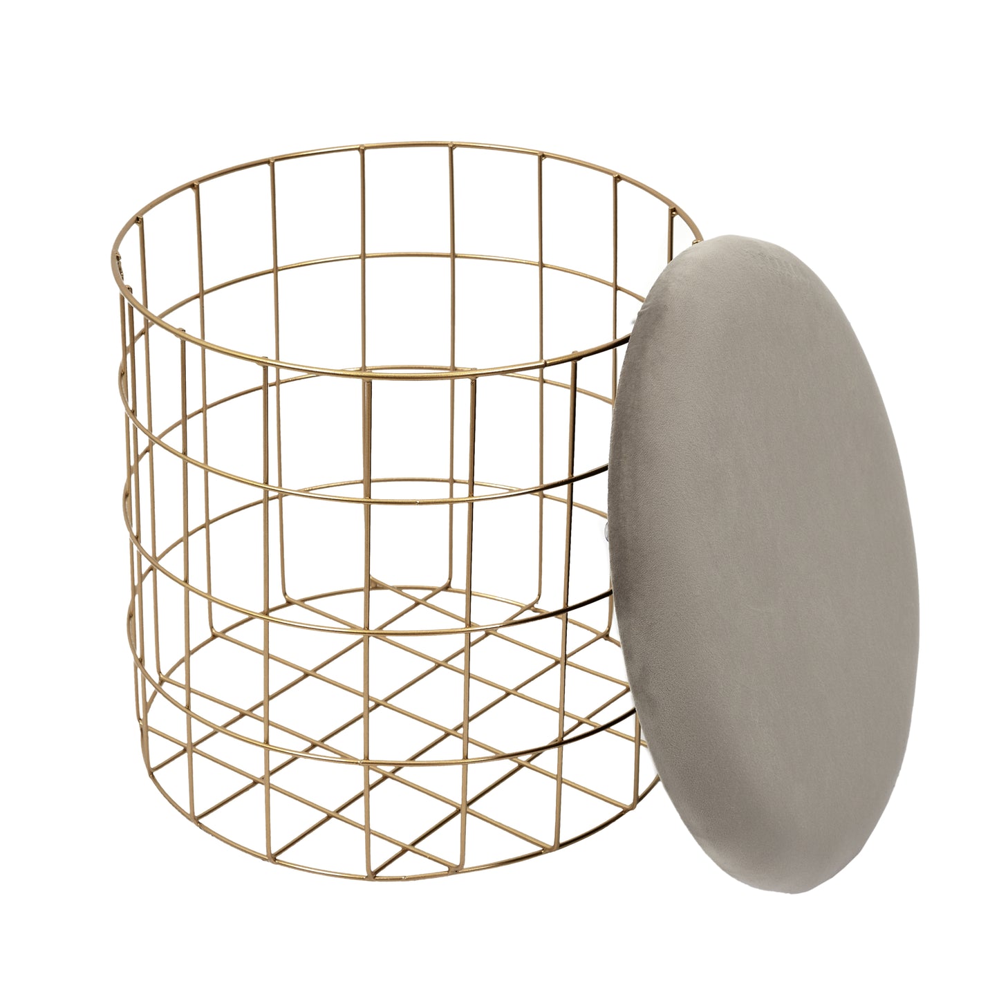 Pouf Gigogne Velours Taupe X2