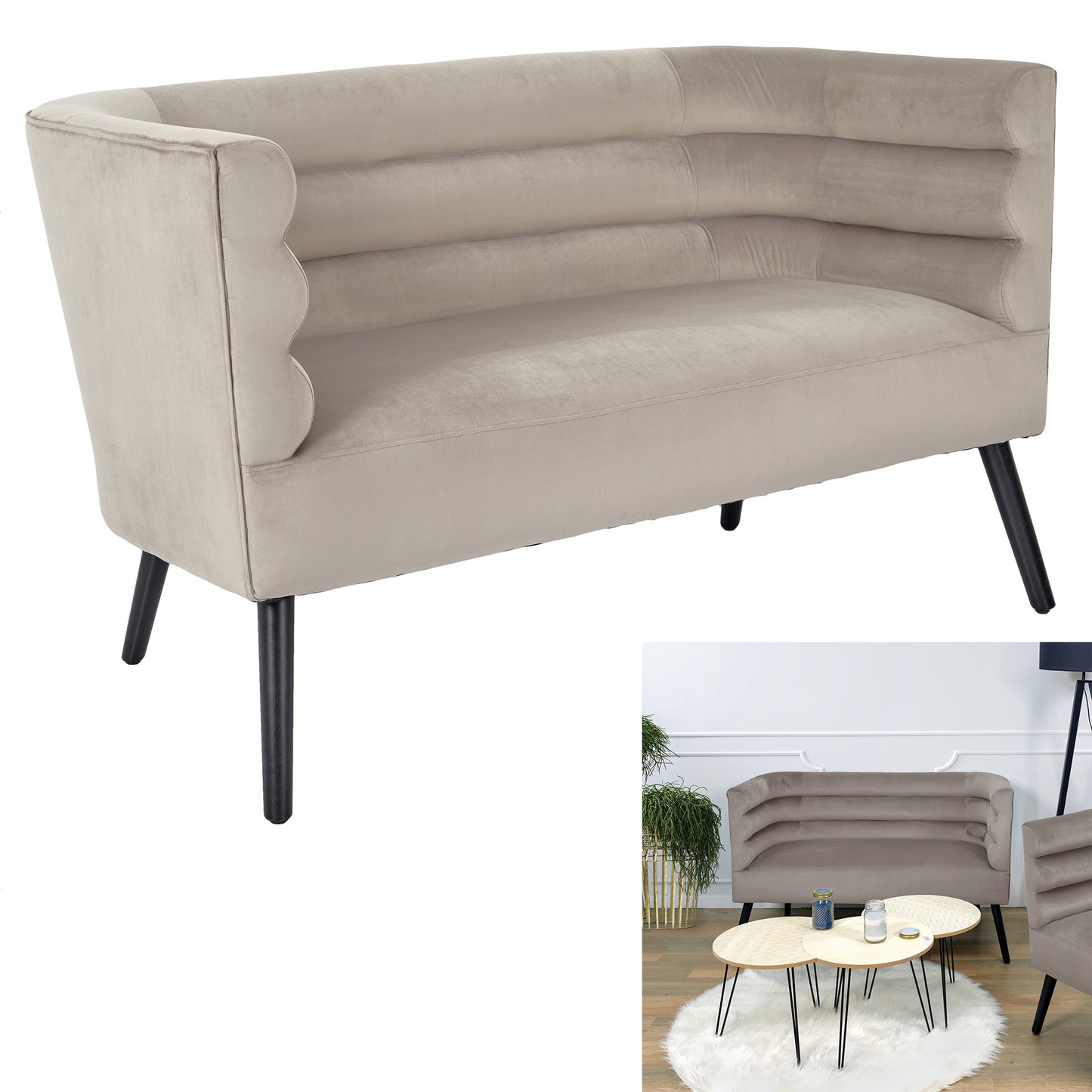 Canape Amelia Velours Taupe