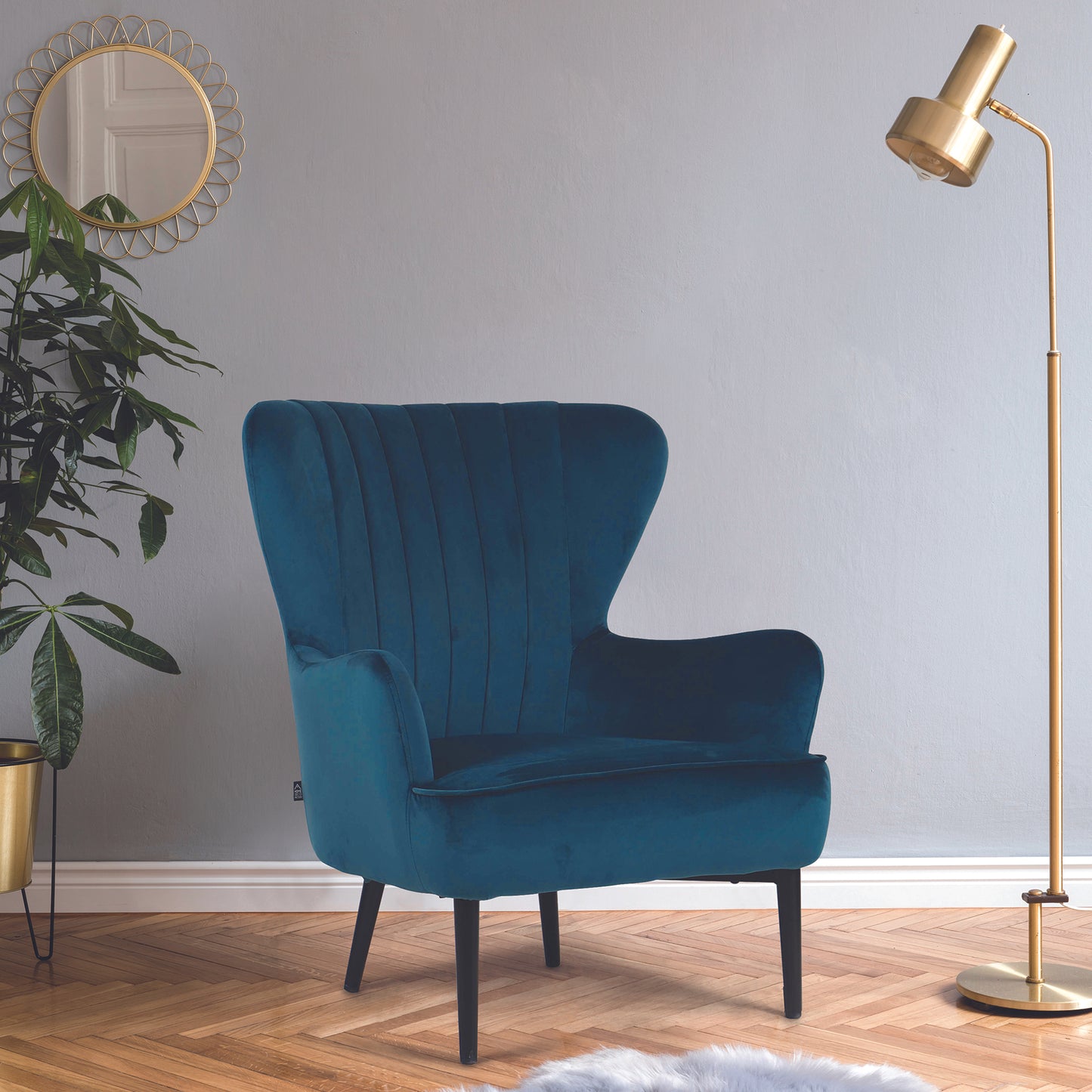 Fauteuil Heaven Velours Bleu Paon