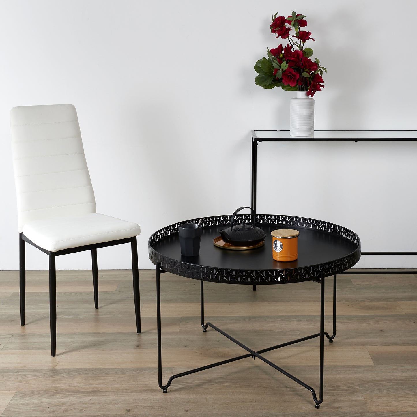 Table D Appoint Plateau Rond Seville Noir D78Cm