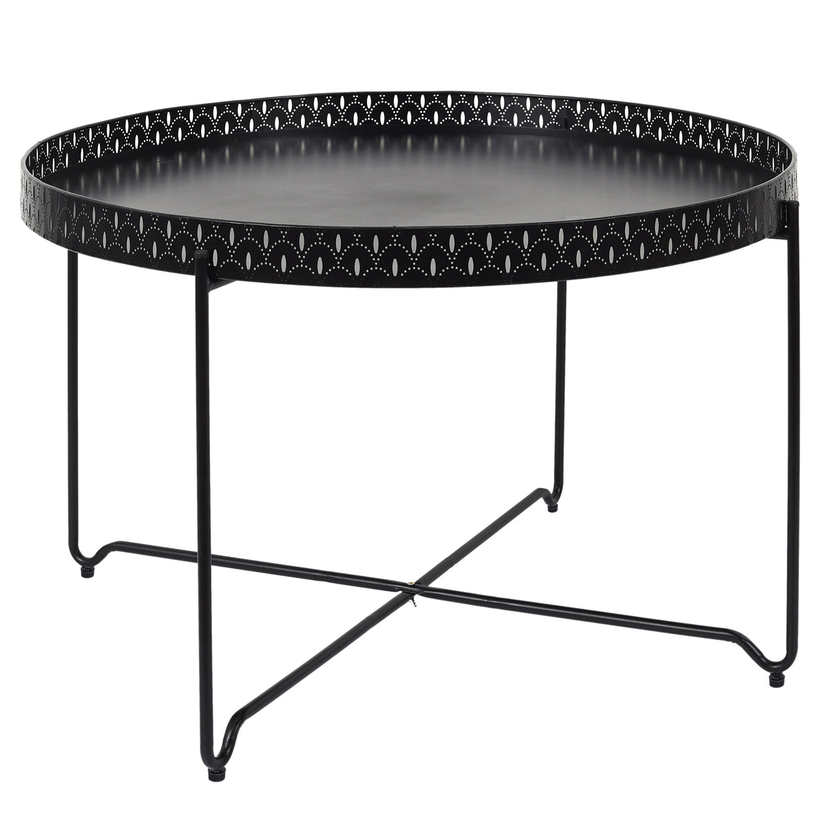 Table D Appoint Plateau Rond Seville Noir D78Cm