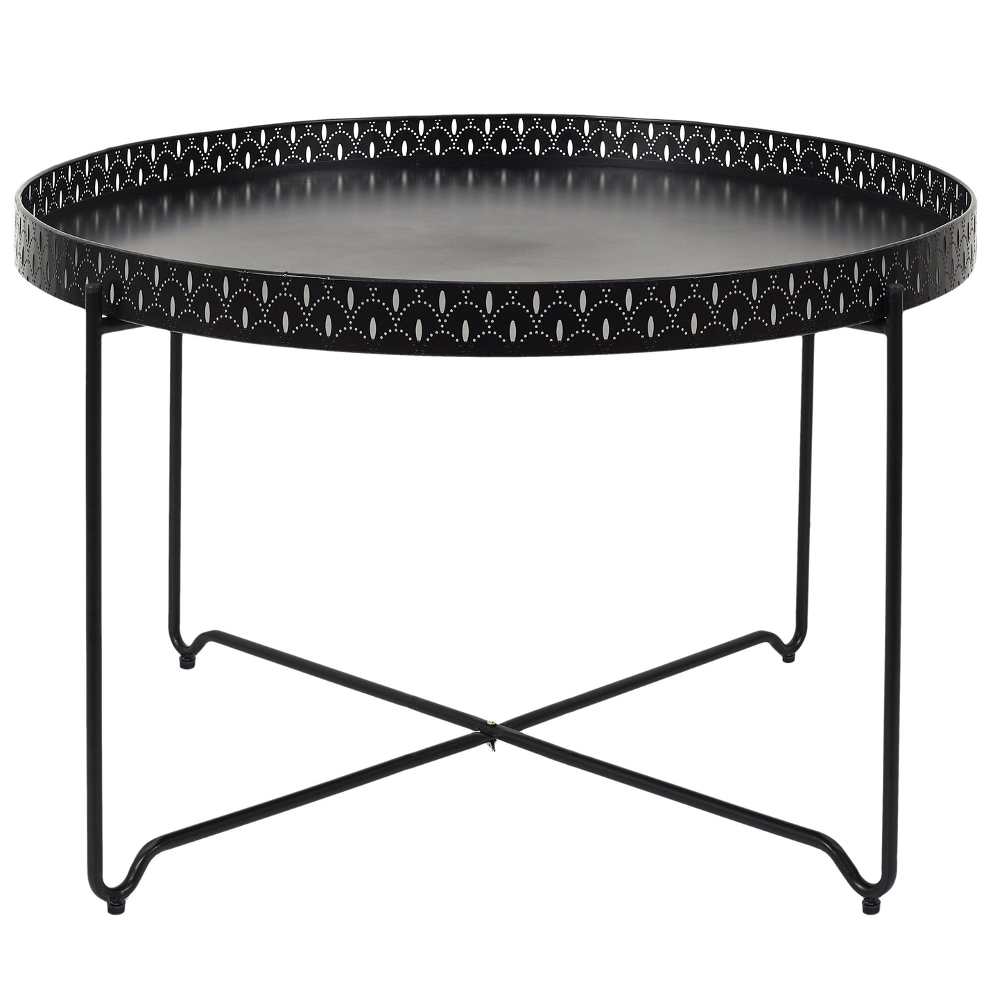 Table D Appoint Plateau Rond Seville Noir D78Cm