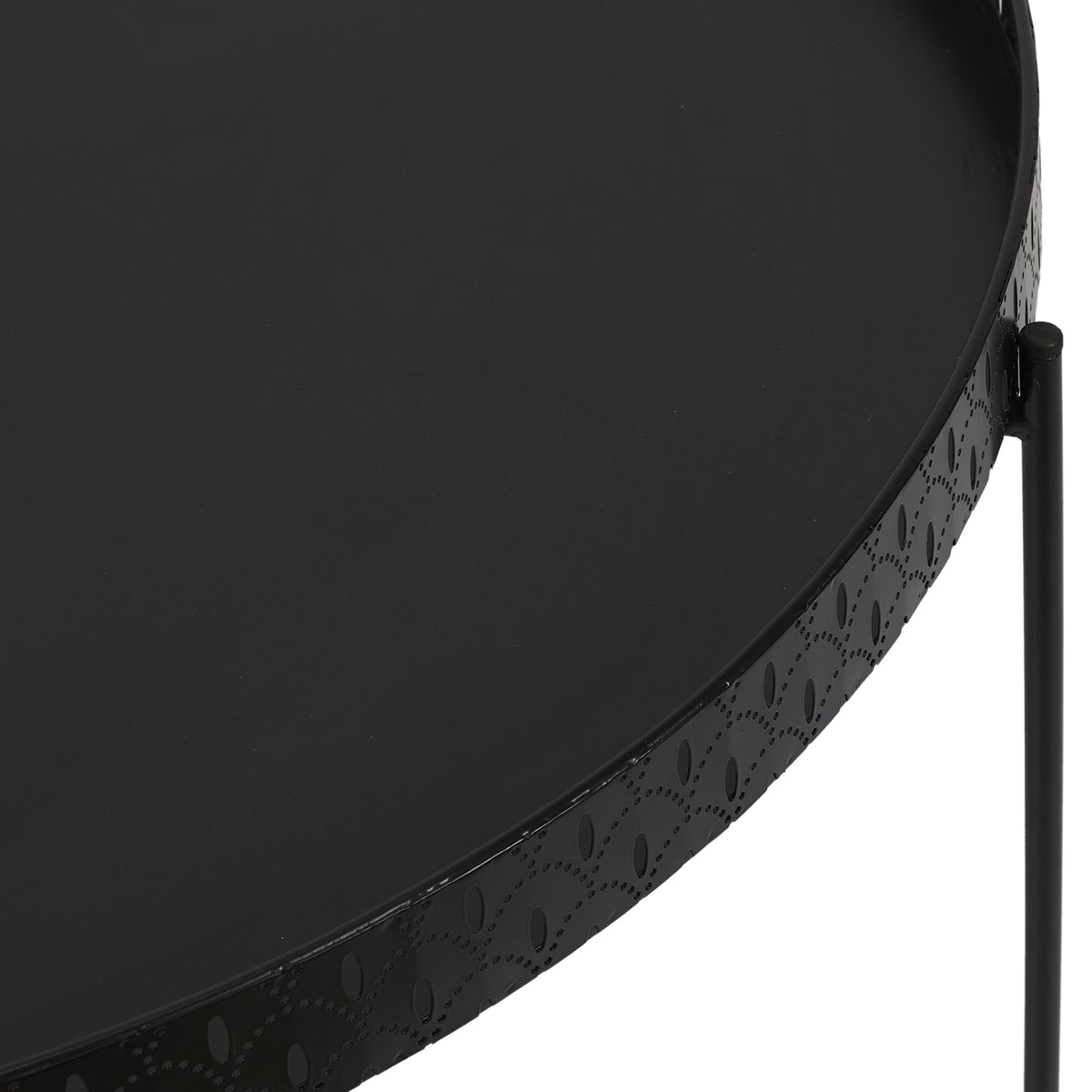 Table D Appoint Plateau Rond Seville Noir D78Cm