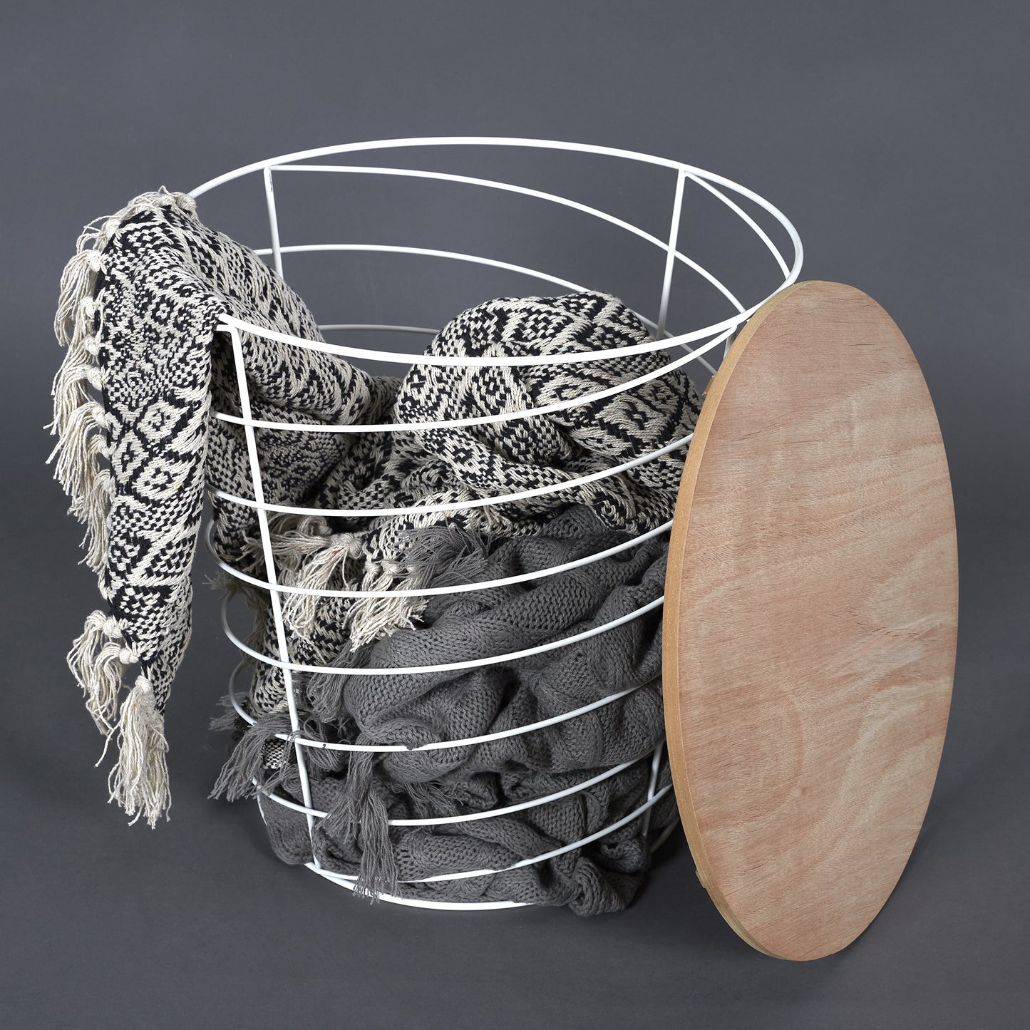 Table Filaire Bois Et Metal Cyclone Blanc