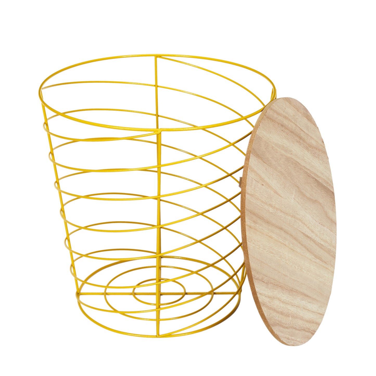 Table Filaire Bois Et Metal Cyclone Jaune