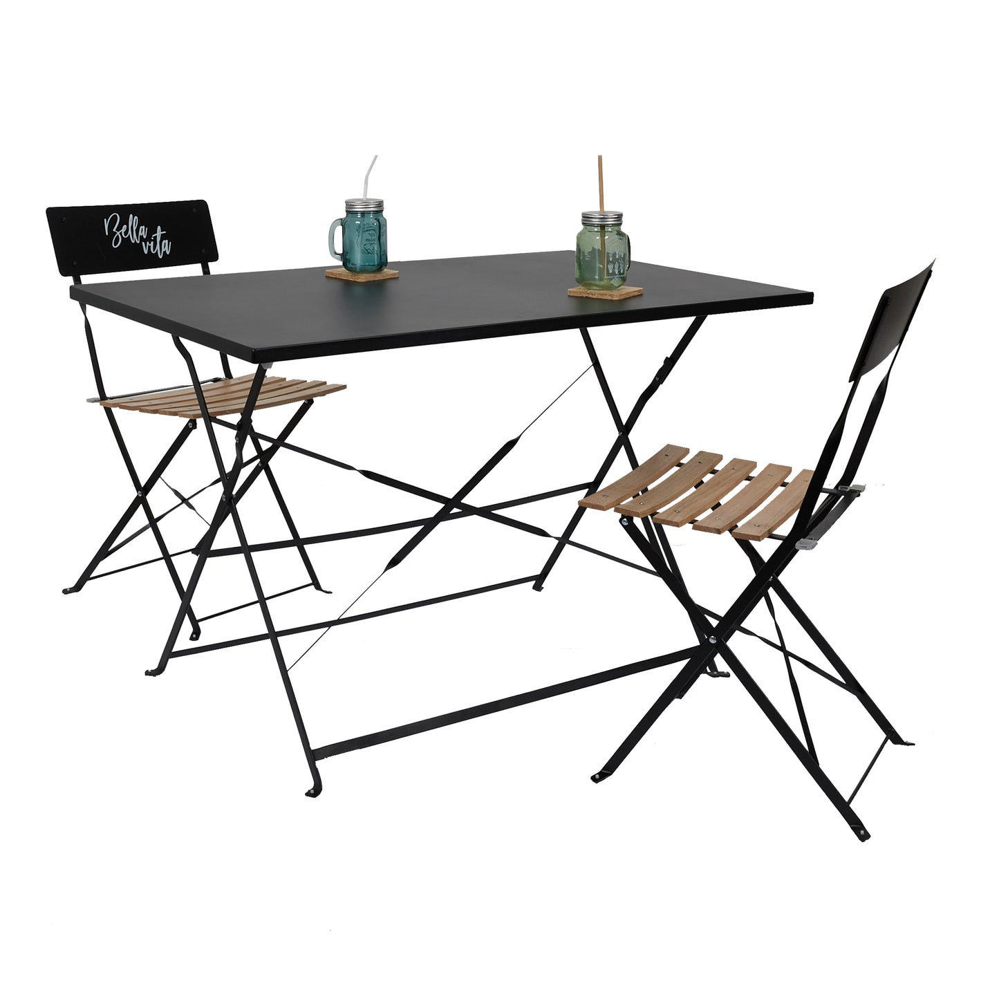 Table De Repas Pliante Palerme Noir 110X70X71Cm