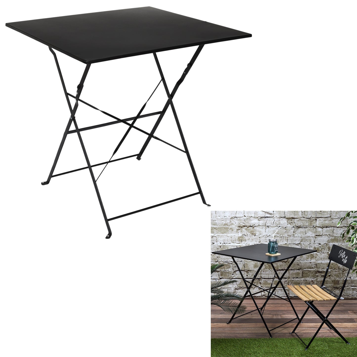 Table De Repas Pliante Palerme Noir 70X70X71Cm