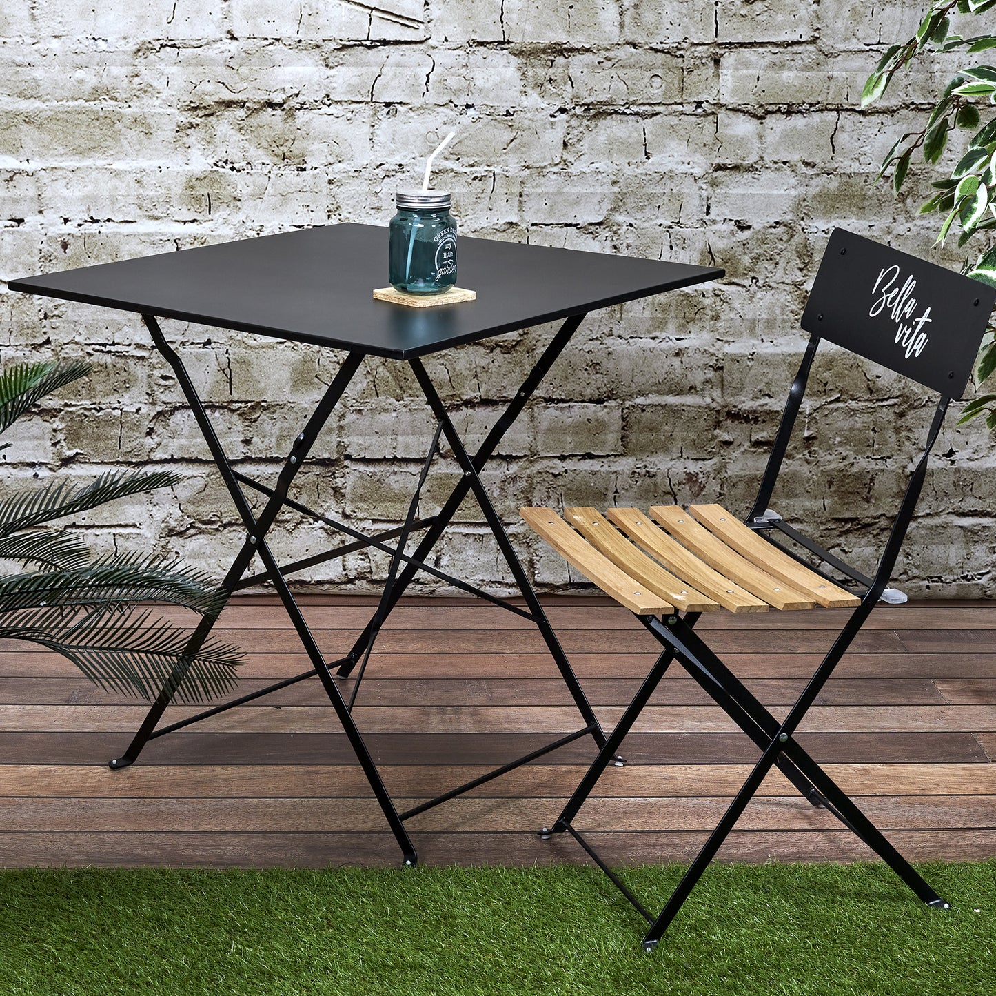 Table De Repas Pliante Palerme Noir 70X70X71Cm