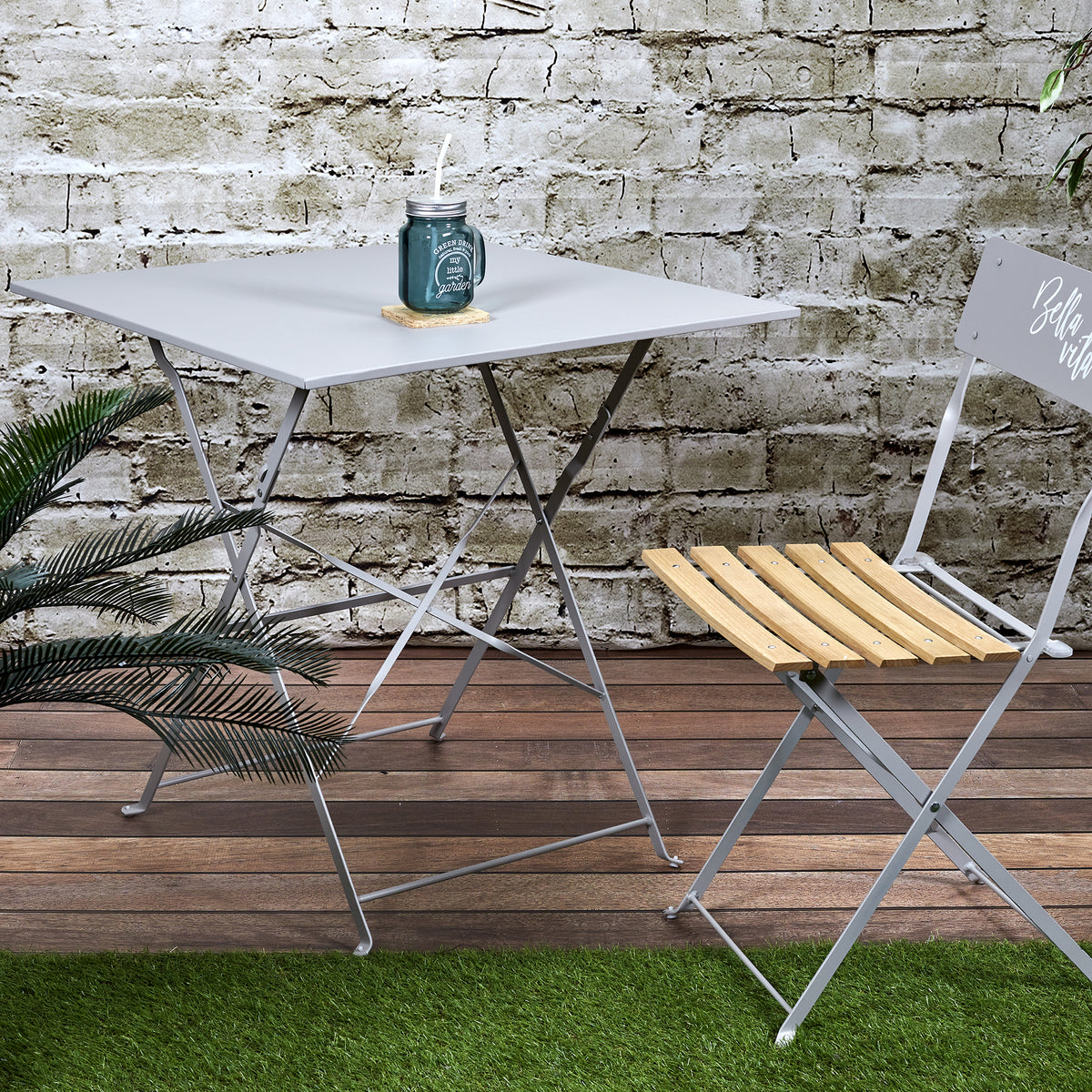 Table De Repas Pliante Palerme Taupe 70X70X71Cm