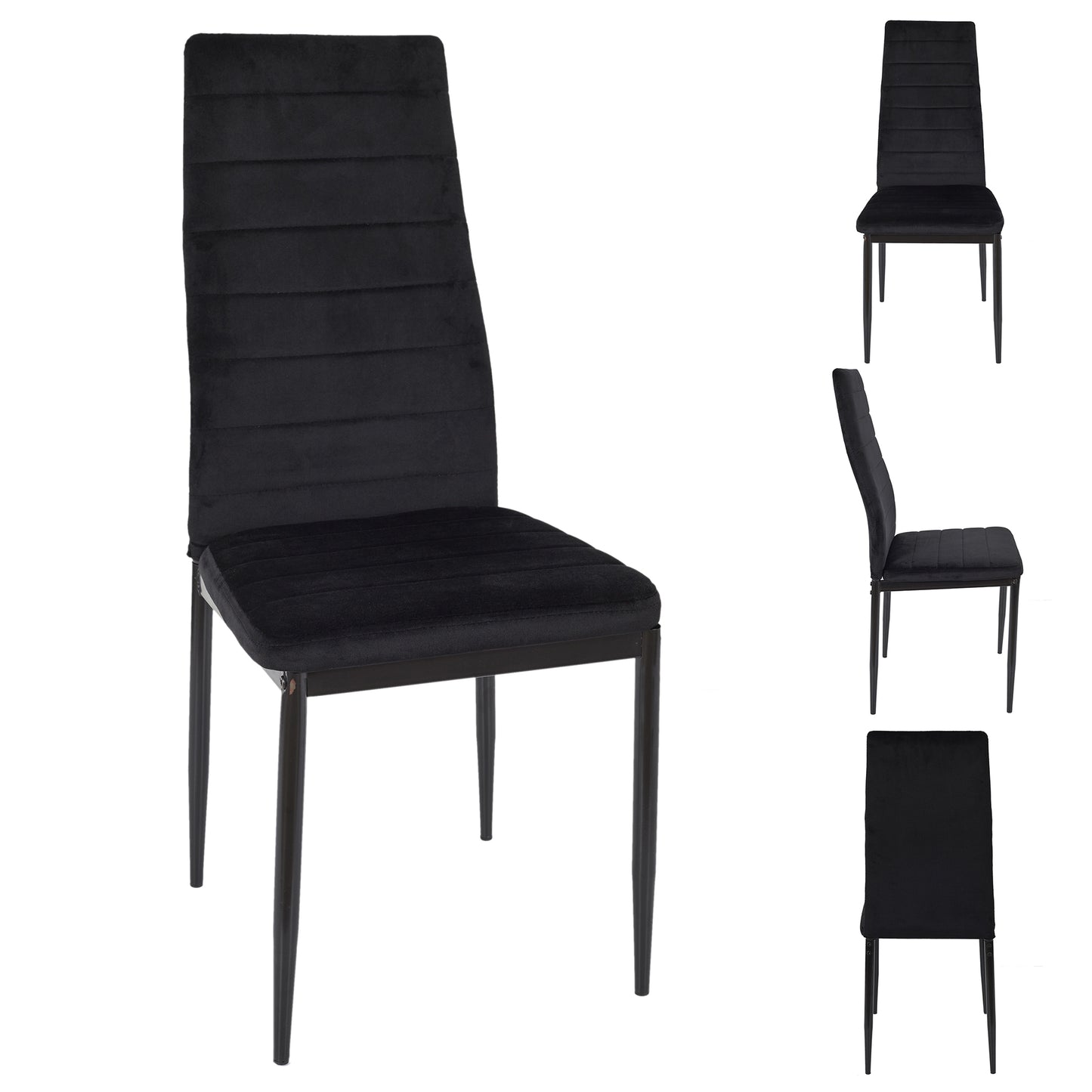 Chaise Victor Velours Noir