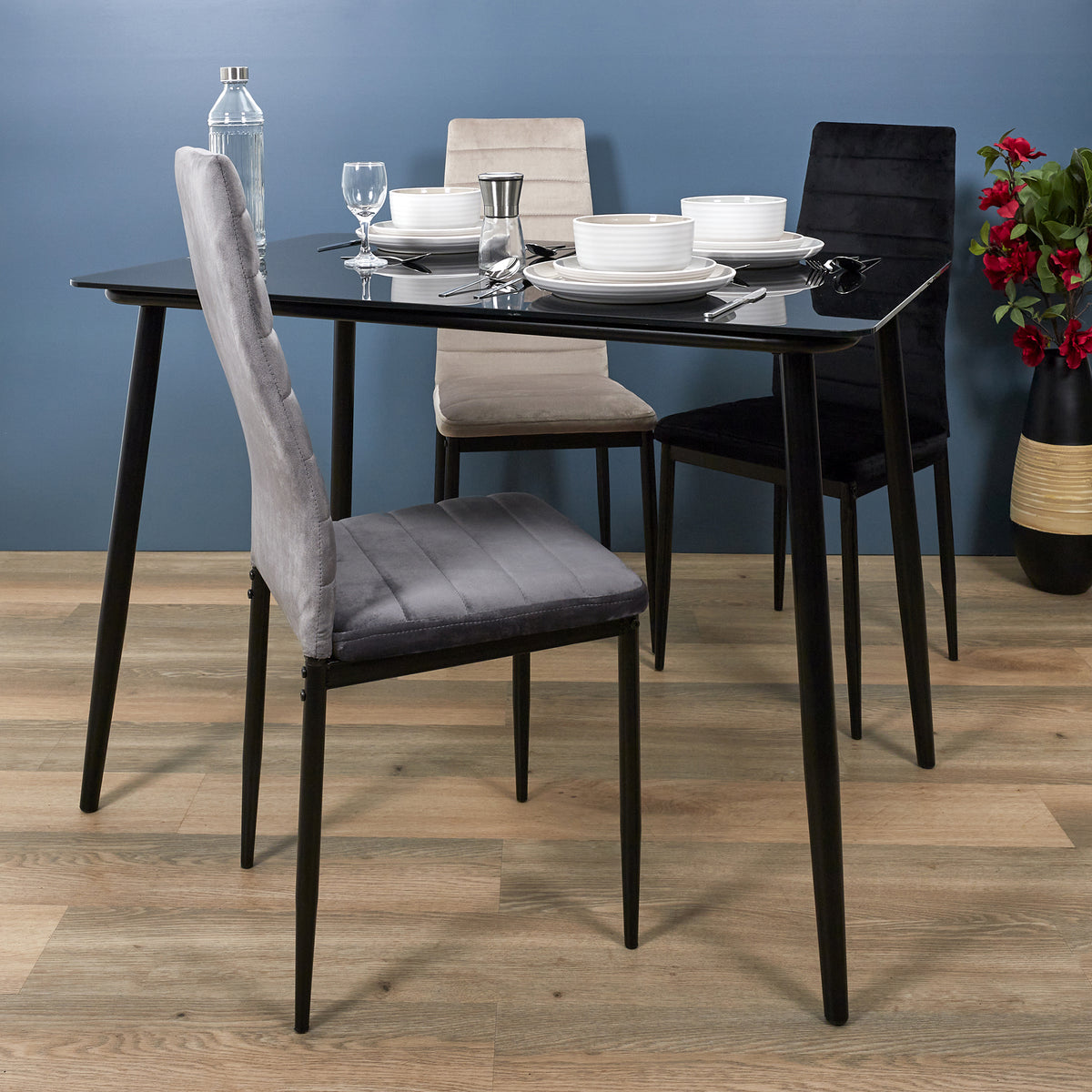 Chaise Victor Velours Noir