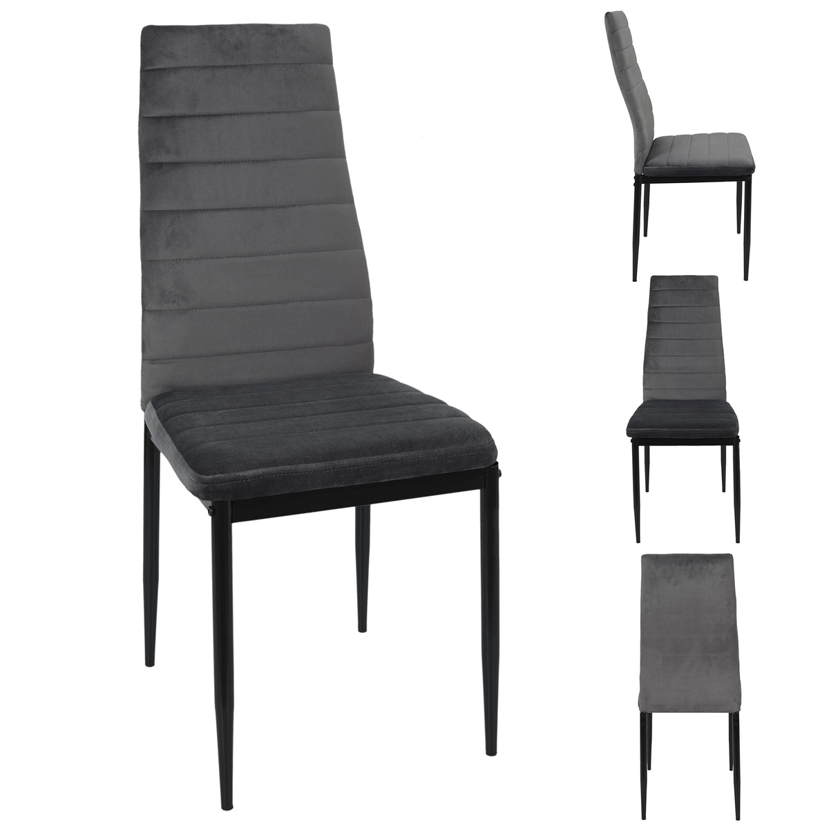 Chaise Victor Velours Gris