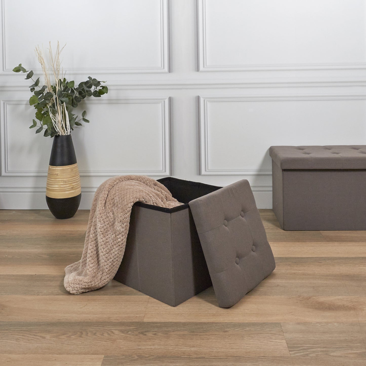 Coffre Pouf Pliable Eleonor Gris