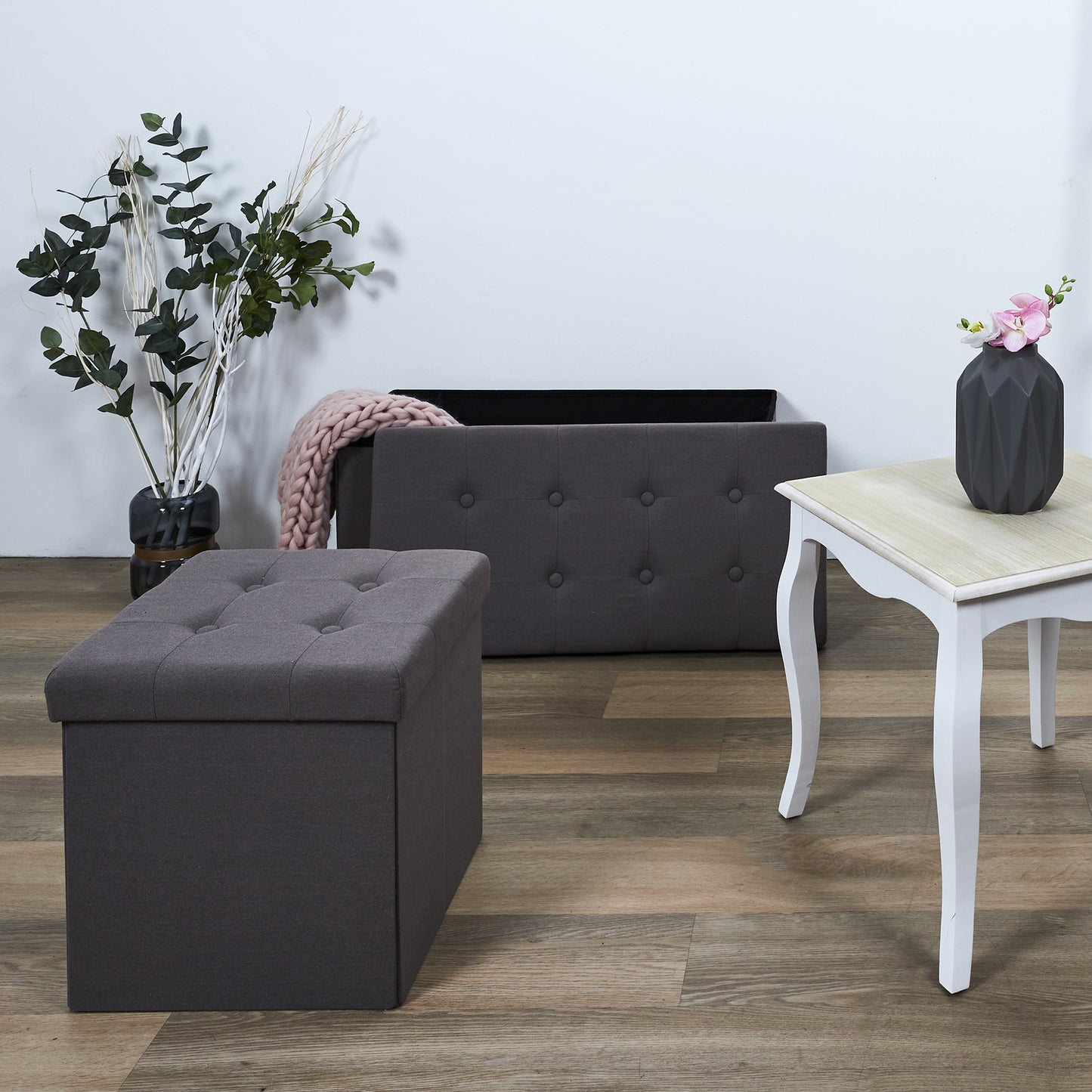 Coffre Pouf Pliable Eleonor Gris