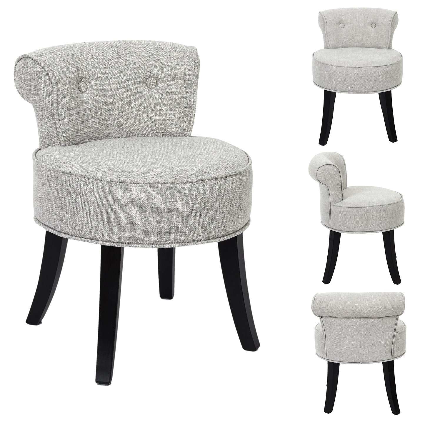 Tabouret Eleonor Noir Tissu Gris