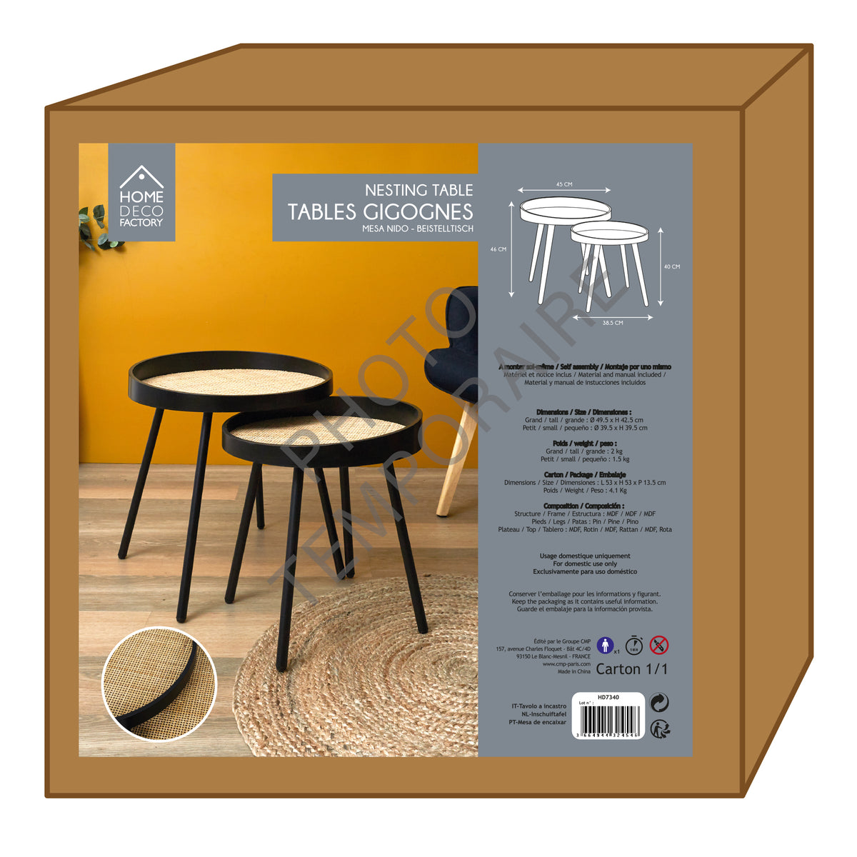 Table Gigogne Reed Noir X2