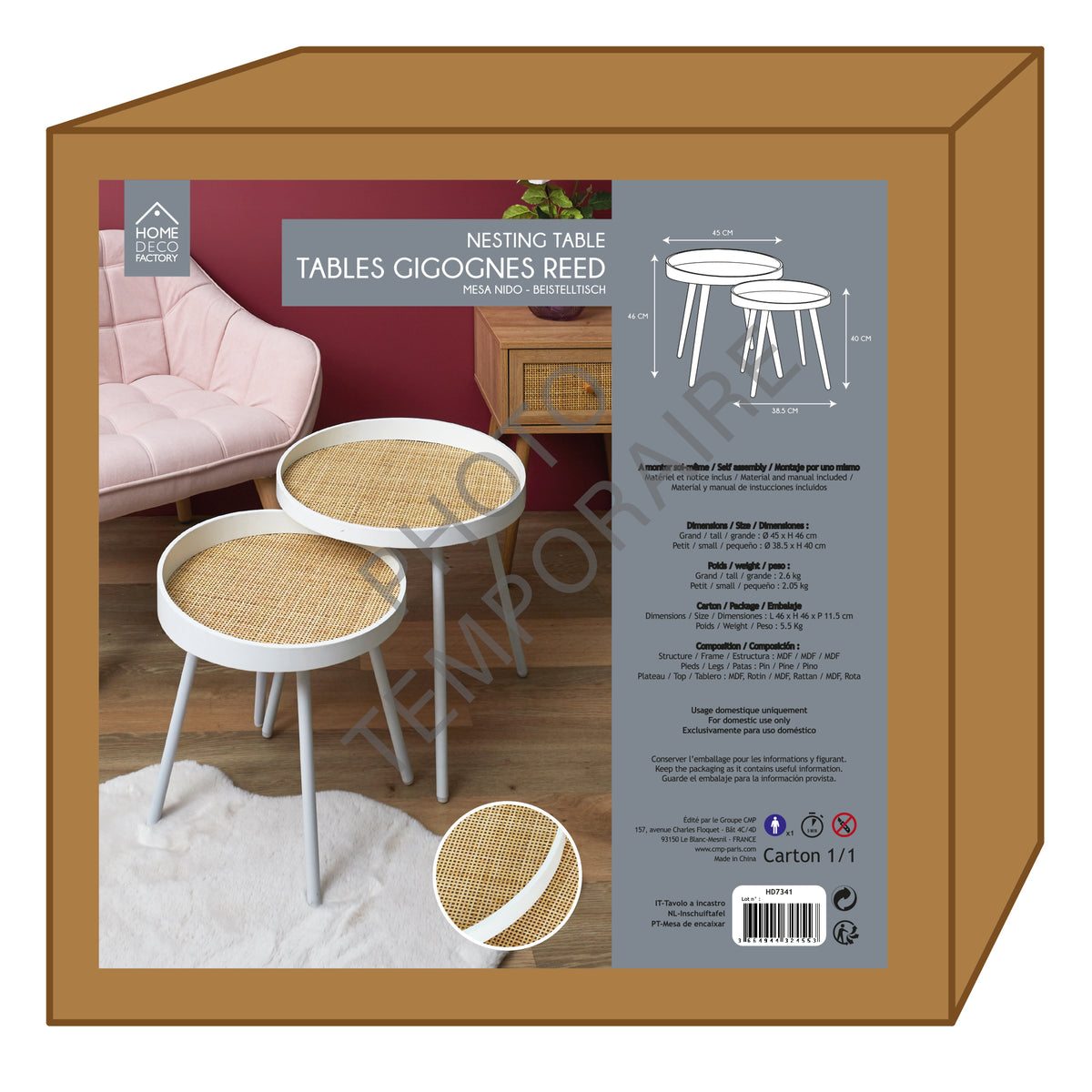 Table Gigogne Reed Blanc X2