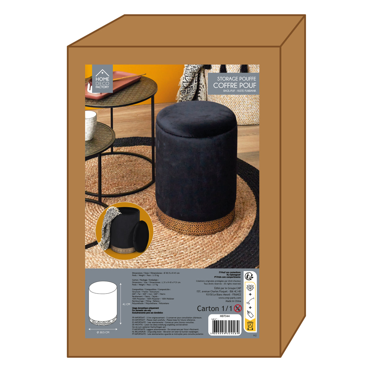Coffre Pouf Mirage Noir