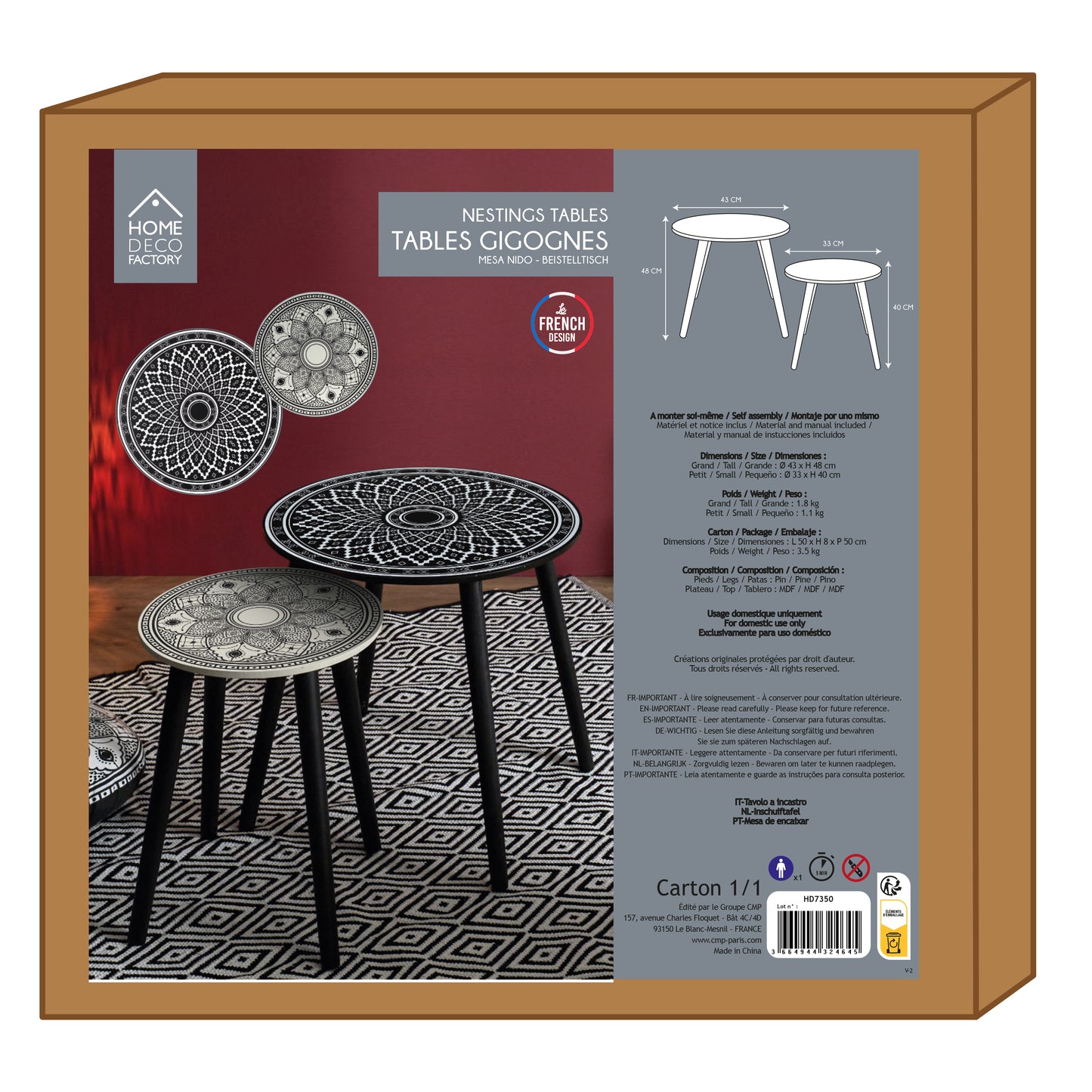 Table Gigogne Mirage Noir X2