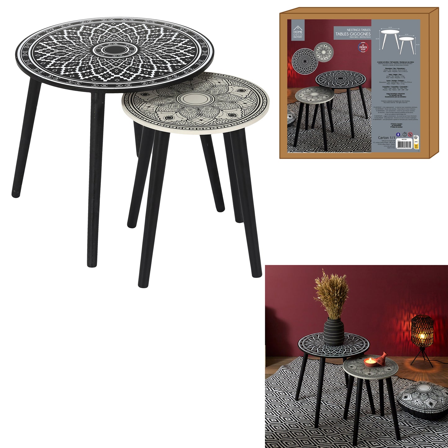 Table Gigogne Mirage Noir X2