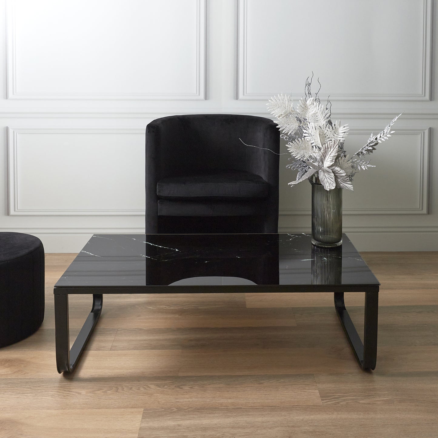 Table Basse En Verre Marble Noir