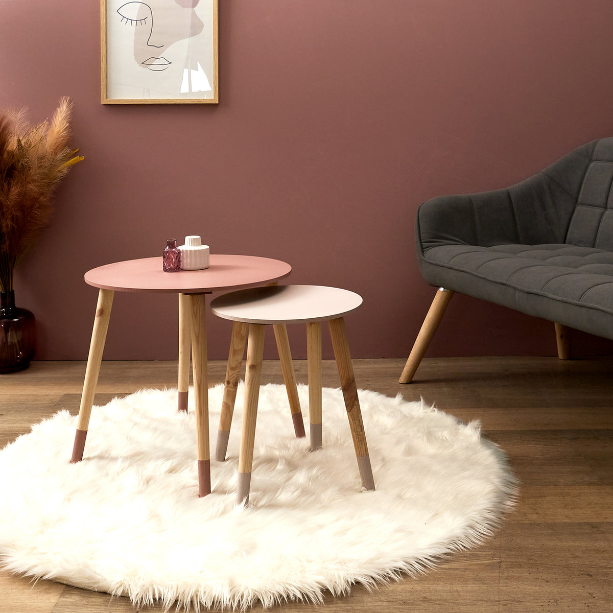 Table Gigogne Bicolore Rose X2