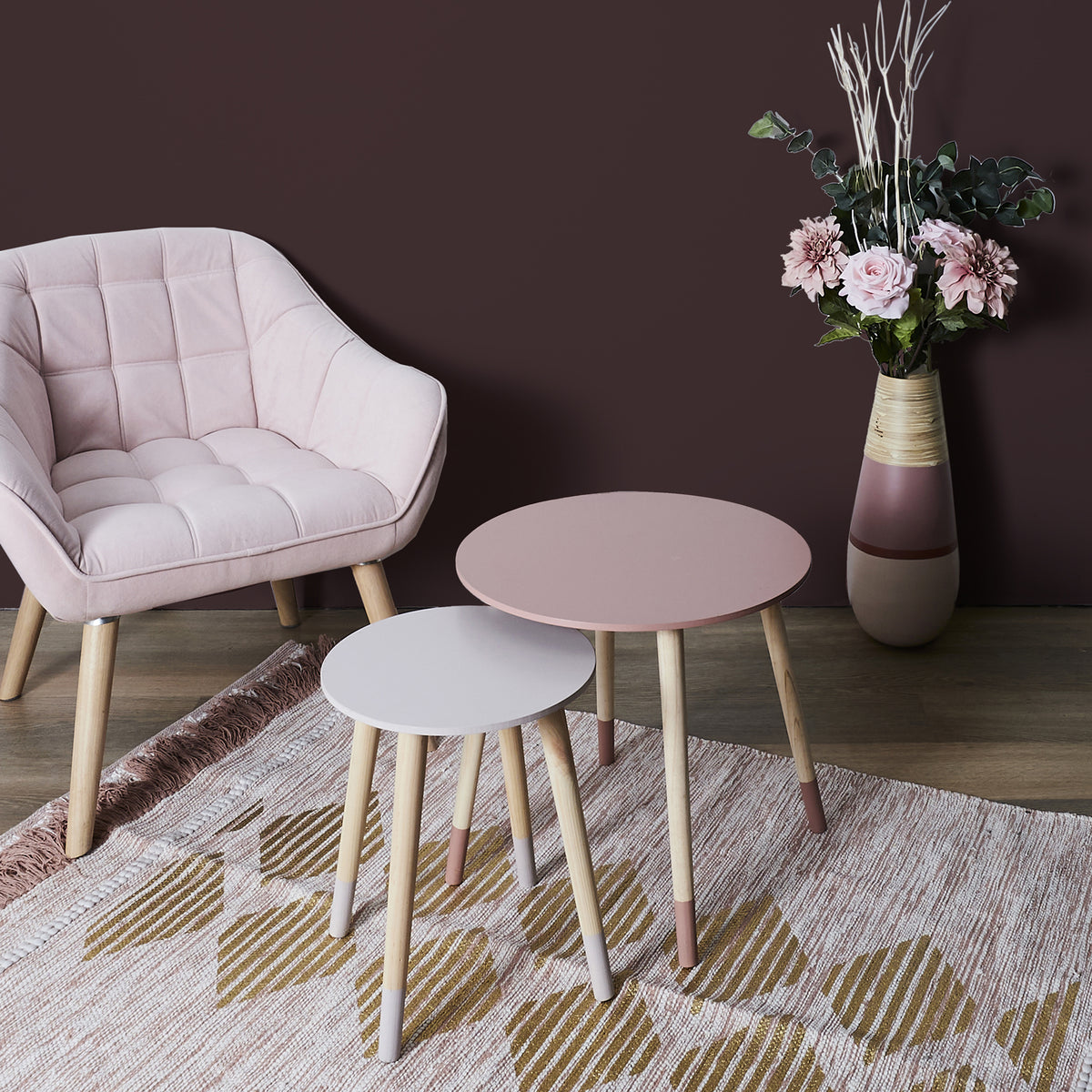 Table Gigogne Bicolore Rose X2