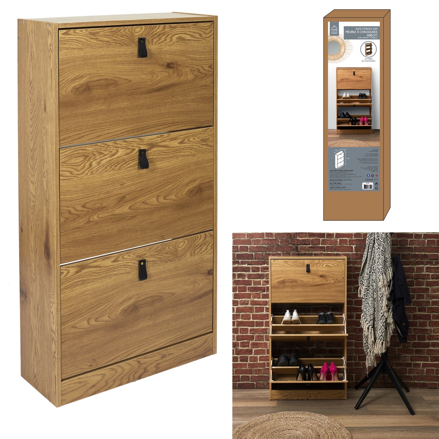 Meuble A Chaussures 3 Portes Abbott