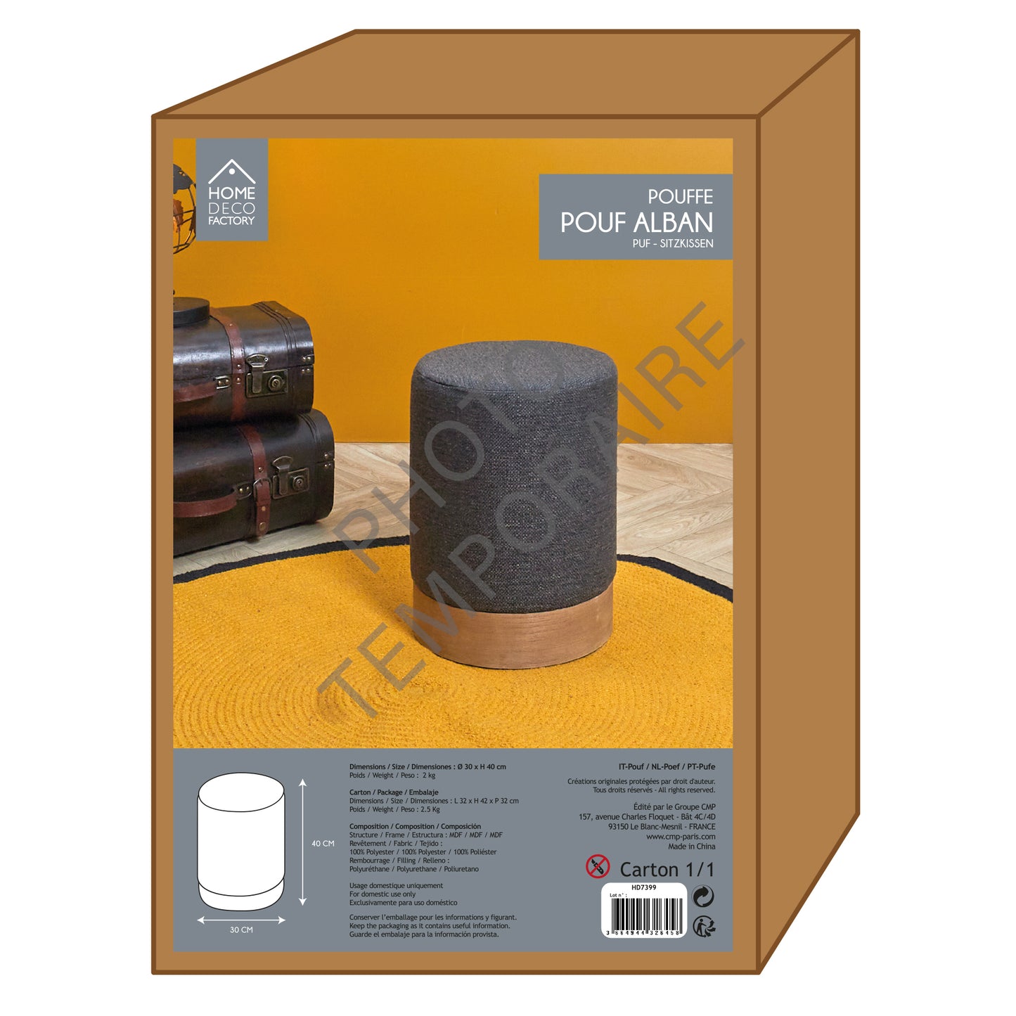 Pouf Alban Gris Chine