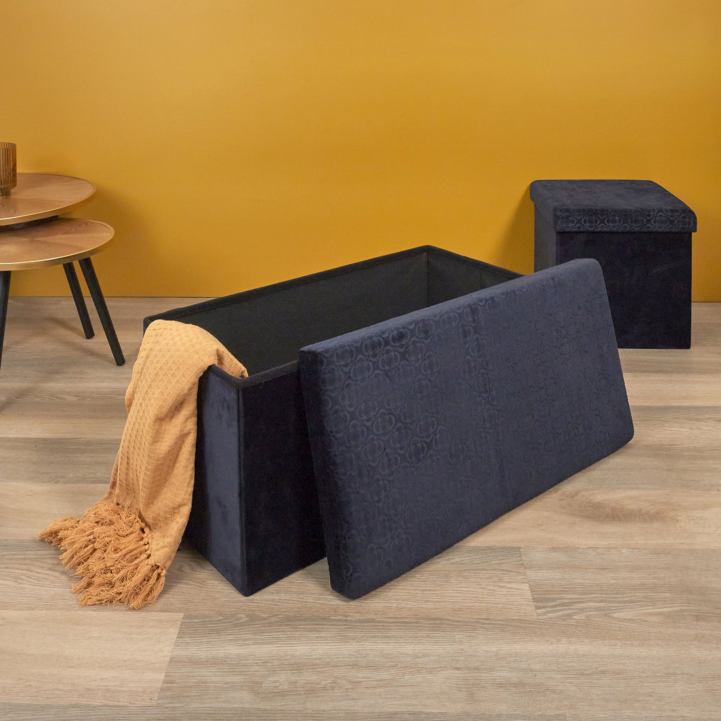 Coffre Banc Pliable Retro Bleu Nuit