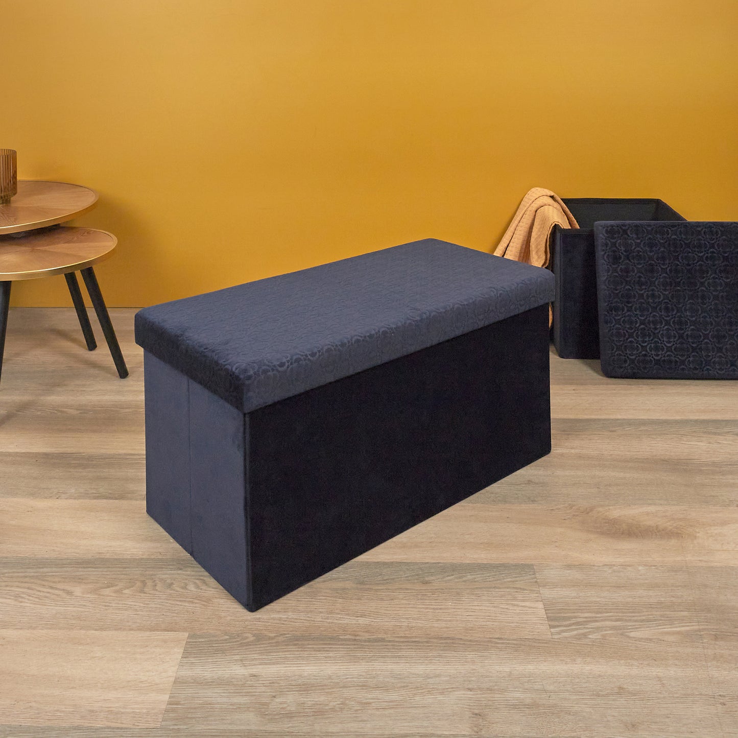 Coffre Banc Pliable Retro Bleu Nuit